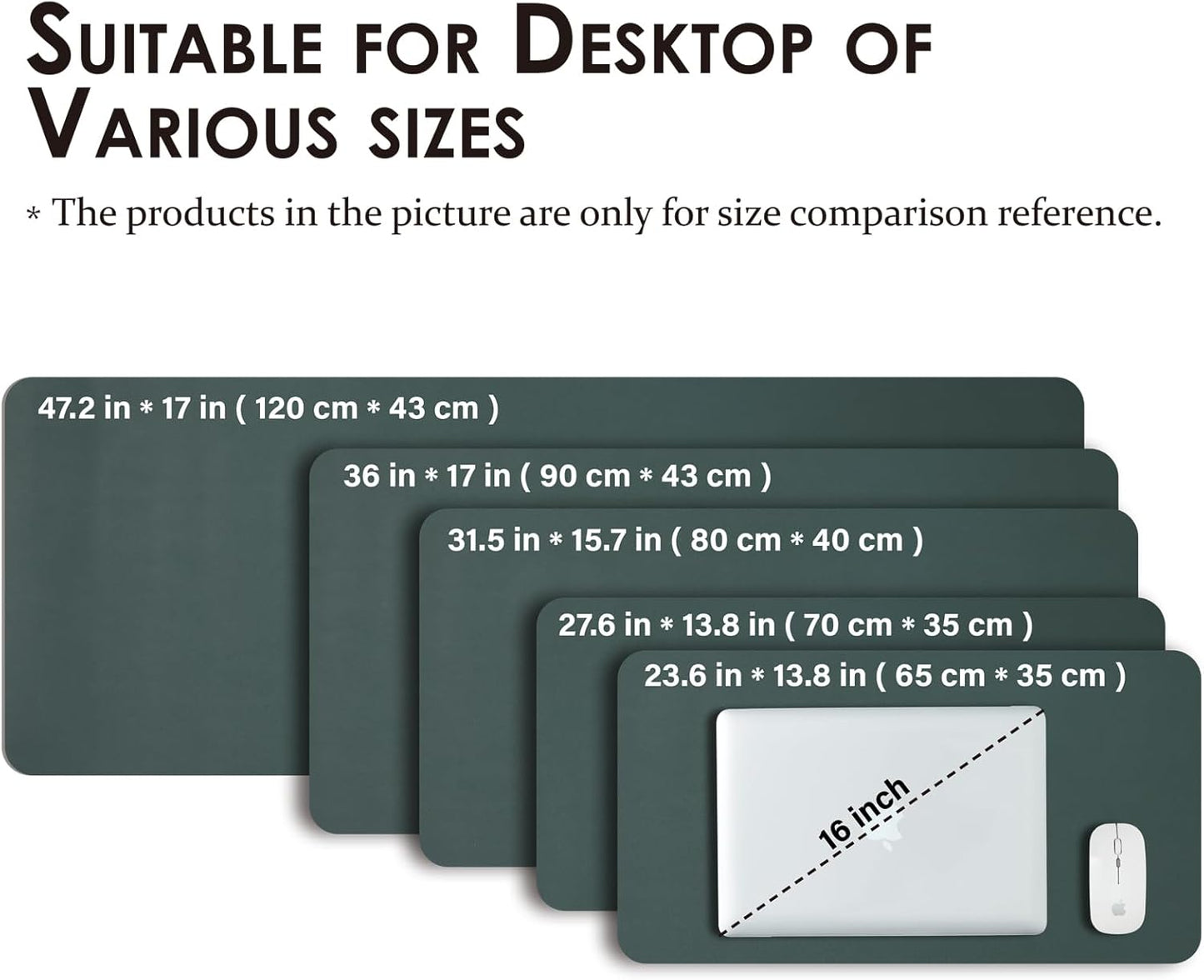 Leather Desk Mat - Non-Slip PU Desk Pad for Office and Home - Desk Organization and Accessories - Ideal for Large Mouse Pad and Desk Mats on Top of Desks (Dark Green,27.6"x 13.8")