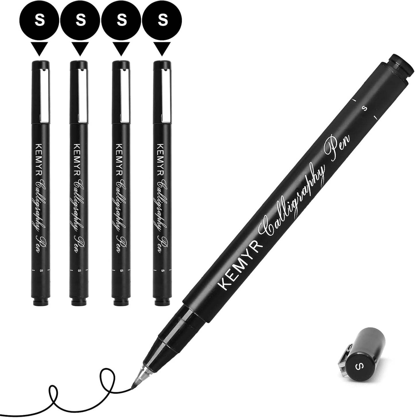 4 Micro Fine liner Drawing Art Pens Calligraphy Pens: S Size Black Art supplies Waterproof Archival Black Ink Markers For Artists,Use for Professional Watercolor,Sketching