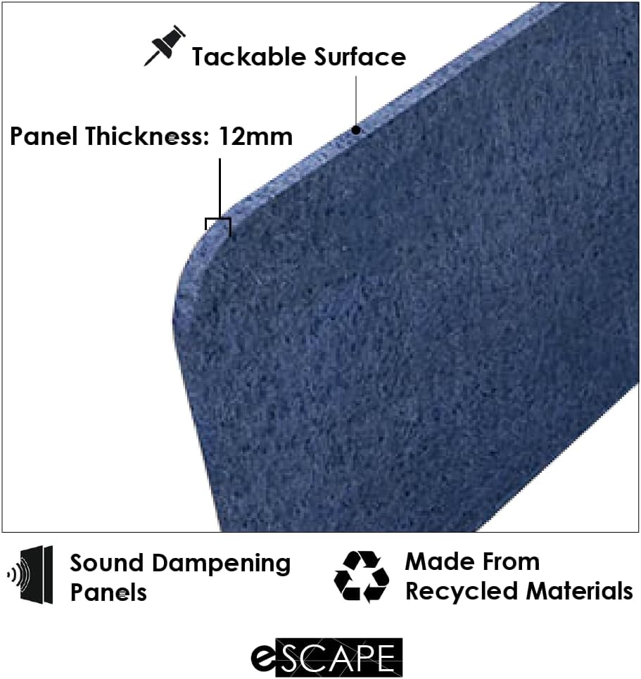 Freestanding Acoustic Desk Divider with Mount | Eco-Friendly Privacy Screen Panel | Noise Reducing Desk Partition | Tackboard Option & Easy to Install | Made from Recycled Plastic | Purple - 18" X 59"