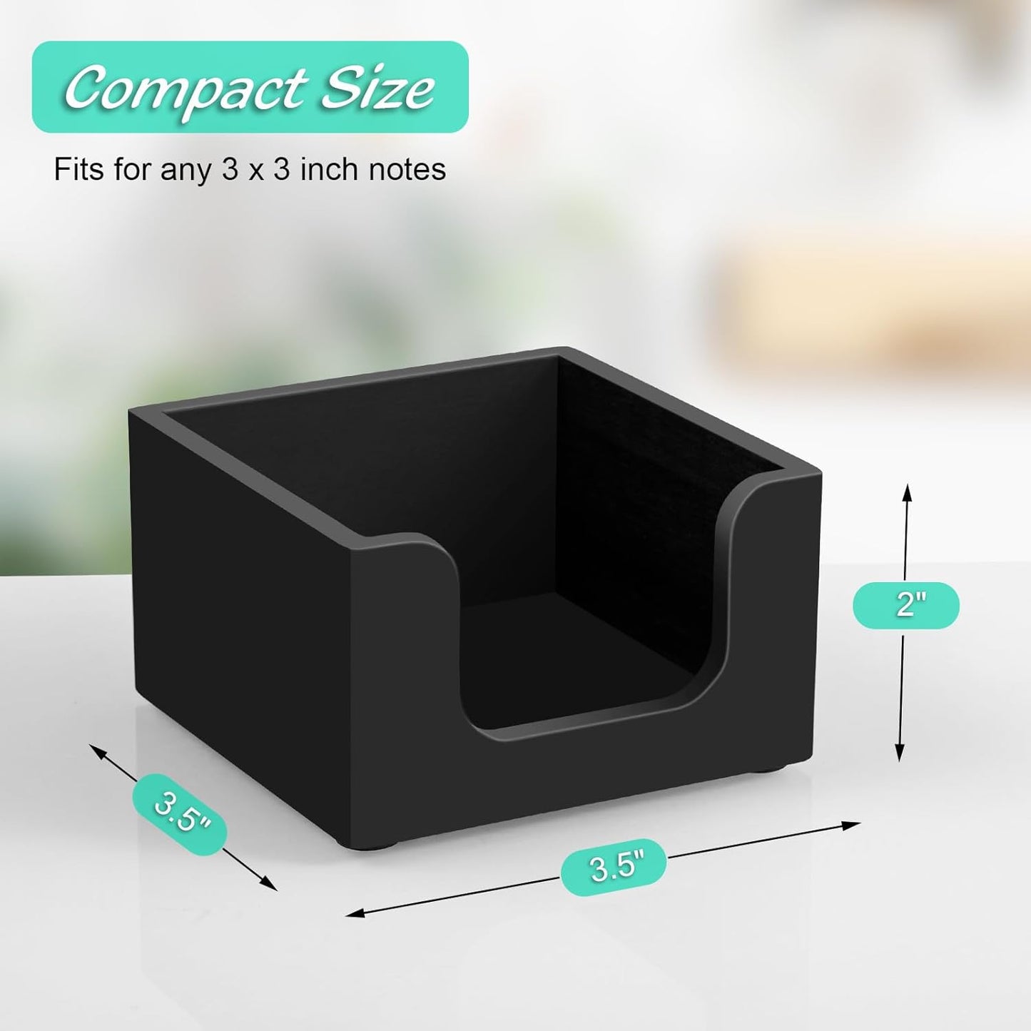 Wood Sticky Note Holder, Post It Note Dispenser for Office Desk Accessories, Self Stick Note Pad Holder, Memo Pad Holder Dispenser Organizer for School Office Desk Supplies, Black