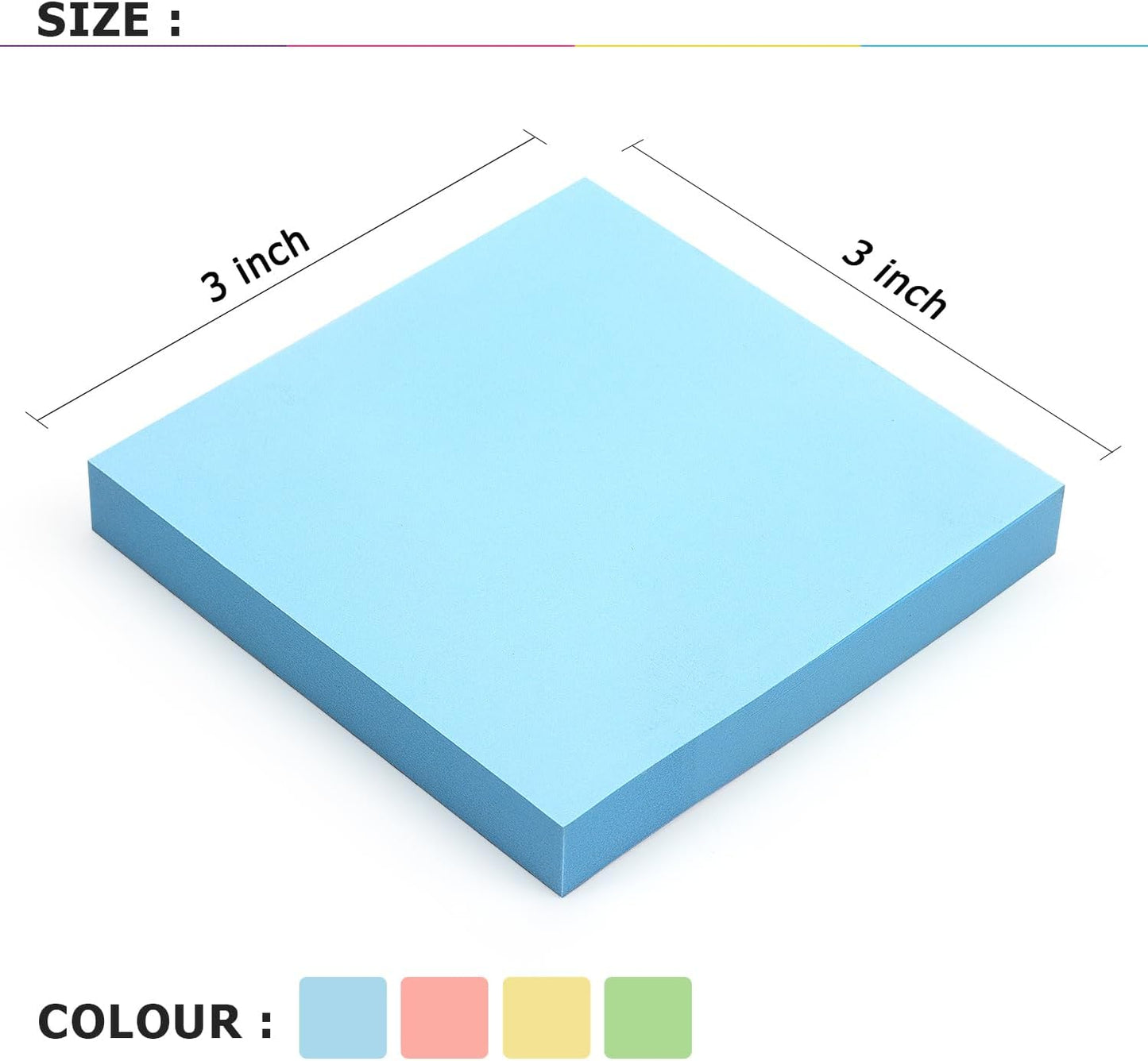Sticky Notes 3x3 Self-Stick Notes Bright Colors Sticky Notes 4 Pads 100 Sheets/Pad (Pastel)