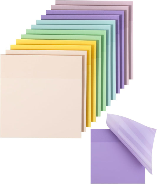 Mr. Pen- Transparent Sticky Notes, 3”x3”, Morandi Colors, 12 Pads, 600 Sheets, See Through Sticky Notes
