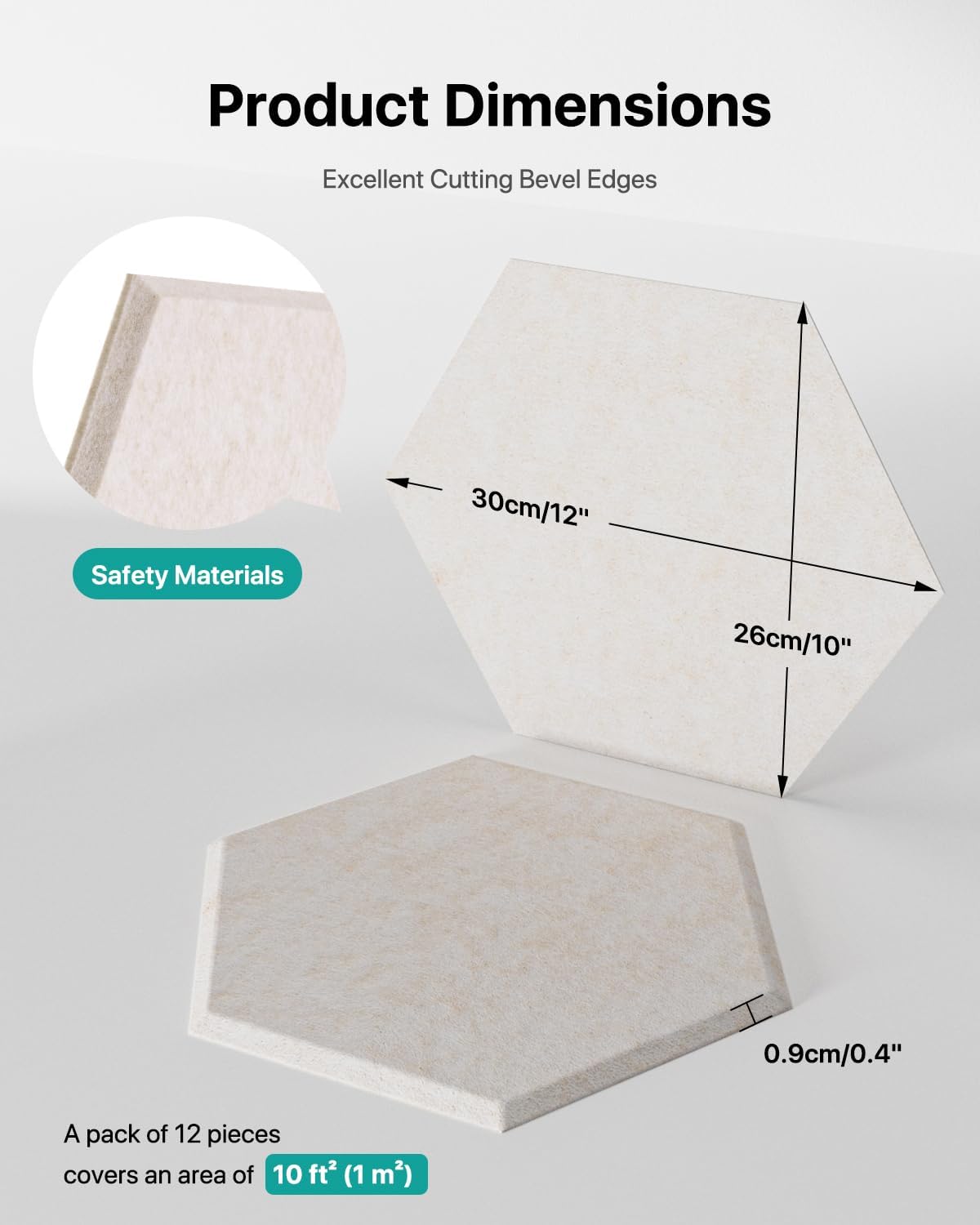 Soundsbay Acoustic Panels, 12 Pack Hexagon Soundproof Wall Panels High Density Sound Absorbing Panel, Sound Proof Foam Panels for Walls, Office, Reccording Studio, Ceiling 12" X 10" X 0.4"