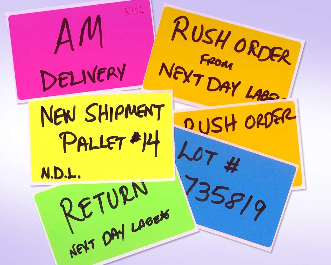 NextDayLabels 500 Rectangle Stickers (3" x 5") - Color Coding Labels Roll - Moving Labels for Boxes, Colored Inventory Stickers for Packing, Organizing, and Storage (Fluorescent Red)