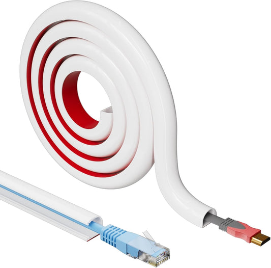 Cord Hider Raceway Kit, 78 inch Wall Cable Hider for 1-2 Cable, Silicone Material Hiding Wall Mount TV Powers Cords in Home Office, W0.75 H0.5in White