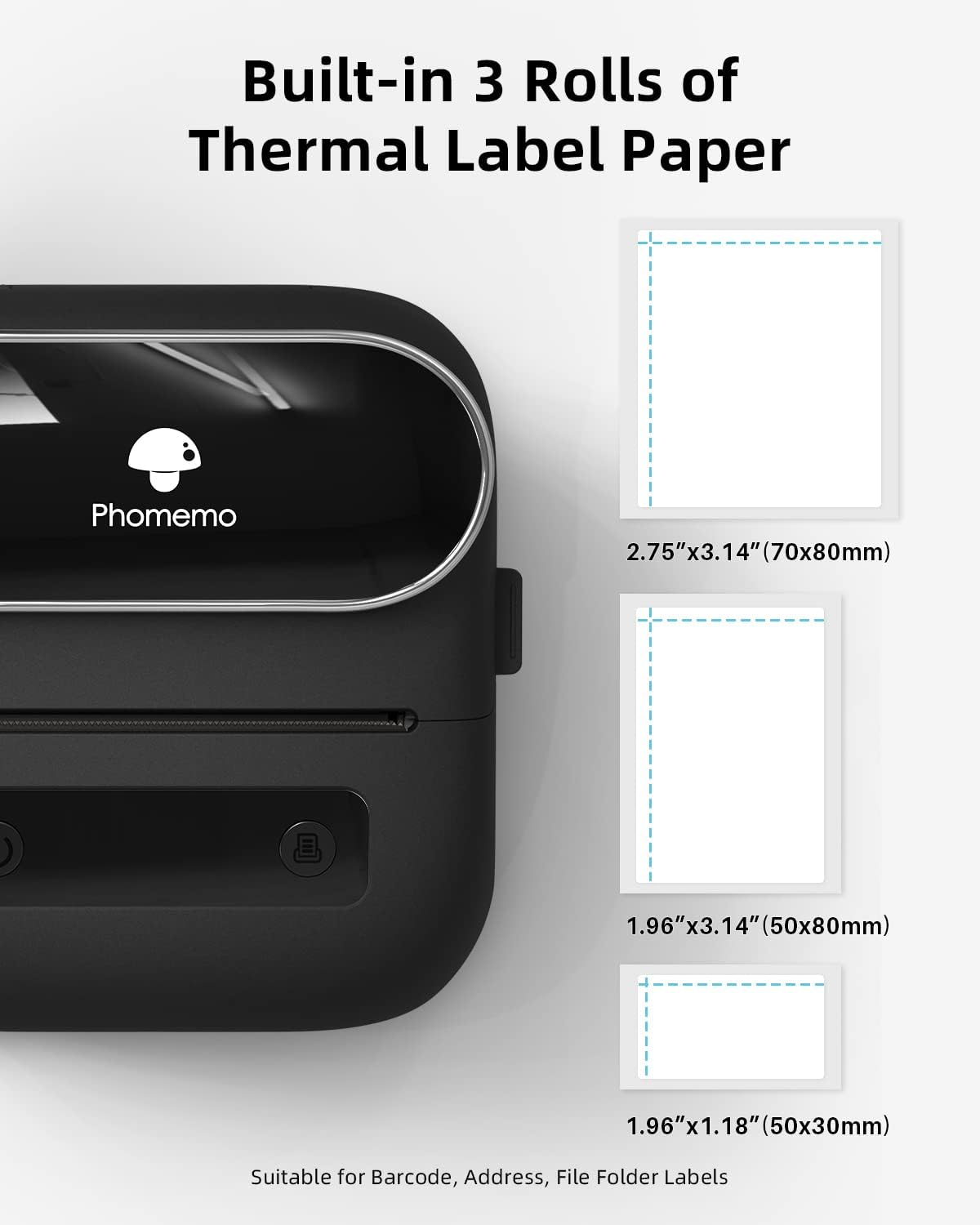 Phomemo M220 Label Makers, 3 Inch Portable Label Maker Machine with 3 Roll Labels, Wireless Thermal Label Printer for Address, Labeling, File Folder Label, Home Organizing