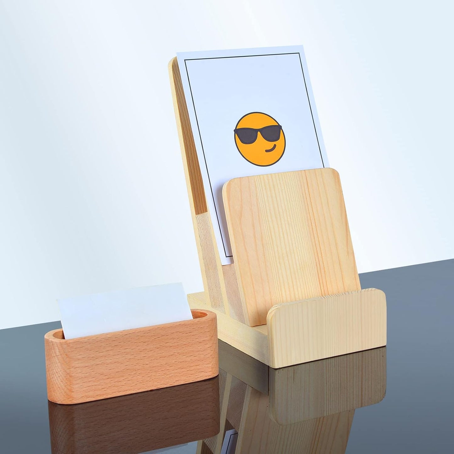 3-Tier Wood Brochure Holder With Business Card Holder Rack Flyer Holder Postcard Display Literature Holder Pamphlet Display Stand For Magazine Flyer Holder Booklets Menu Journals