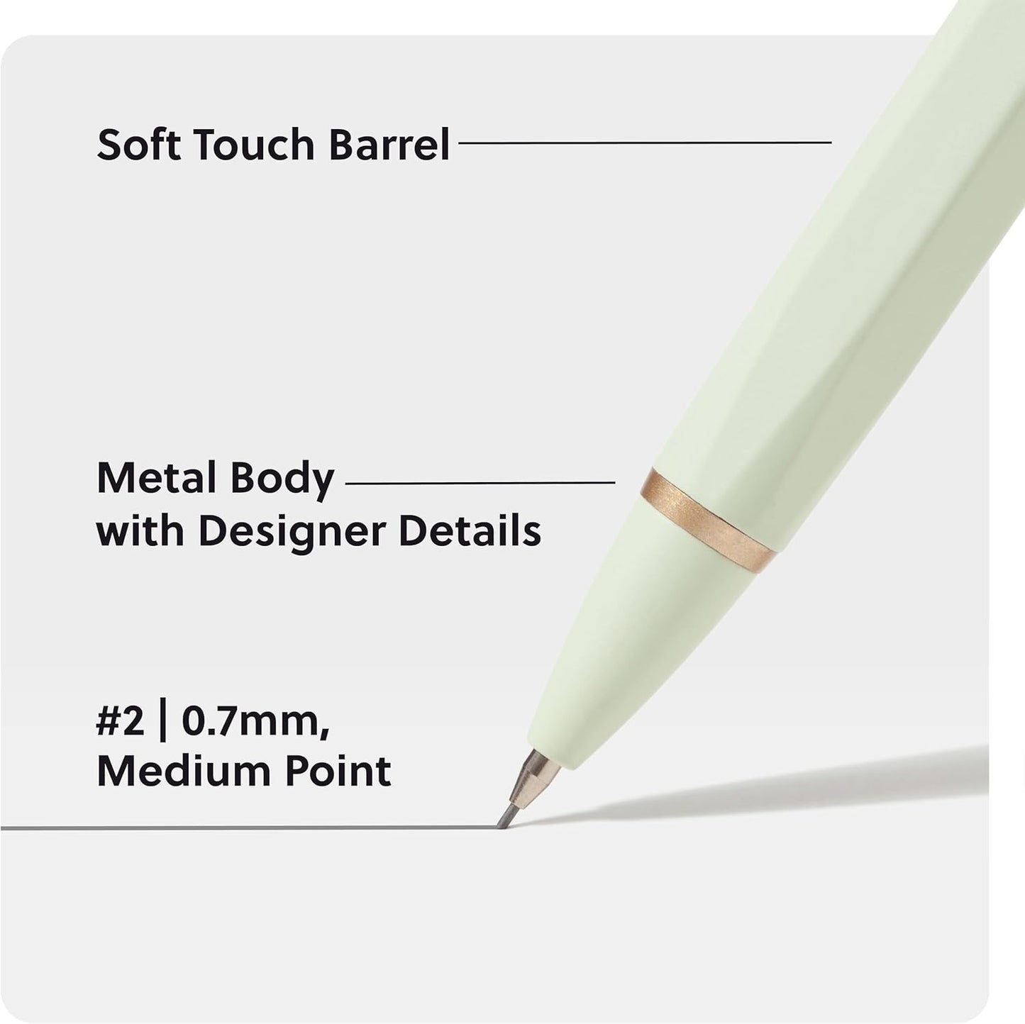 U Brands Cambria Mechanical Pencils, Set of 2, Sage Green, Soft Touch, Medium (0.7 mm) Point, Lead and Eraser Refills