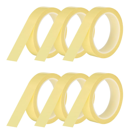 MECCANIXITY 6 Rolls Whiteboard Tape Graphic Chart Tape 25mm 54.7 Yard Art Tape Thin Self-Adhesive Pinstripe Tape Masking Tape for Gift Wrapping Craft Supplies, Light Yellow