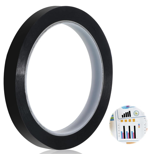 Black Graphic Whiteboard Tape 1/2 Inch X 55 Yards Self Adhesive Chart Line Tape for Dry Erase Board Chart Line Grid Marking