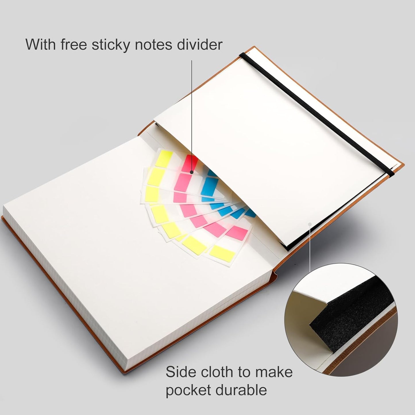 AHGXG Graph Paper Notebook - 320 Pages Grid Paper Notebook Large Journal B5, 100gsm Thick Graph Paper, Leather Softcover, Inner Pocket, 7.6'' X 10''- Black