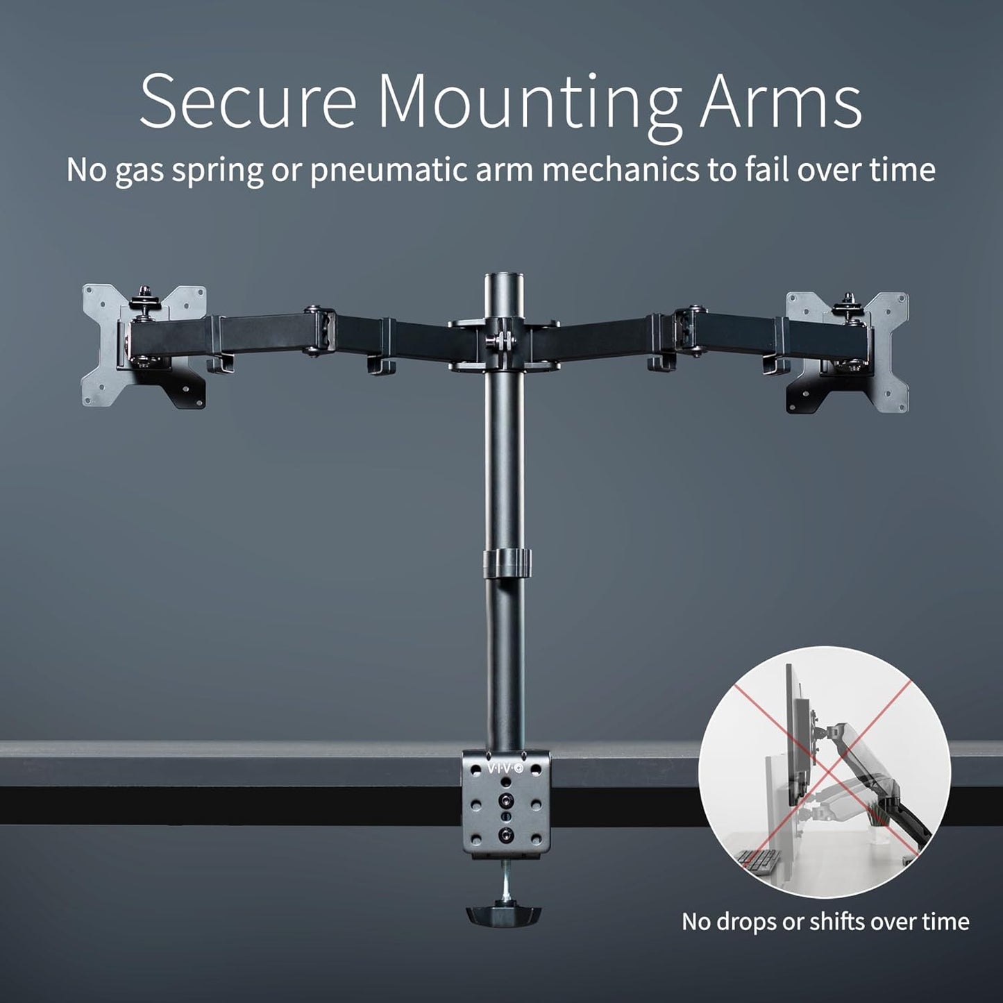 VIVO Dual Monitor Desk Mount, Heavy Duty Fully Adjustable Stand, Fits 2 LCD LED Screens up to 32 inches and 22 lbs Each, Black, STAND-V032