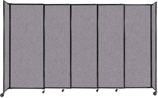Versare Straightwall Sliding Portable Wall Partition | Freestanding Office Dividers | Locking Wheels | Temporary Room Separator | 11'3'' Wide x 6'10'' Tall Cloud Gray Fabric Panels