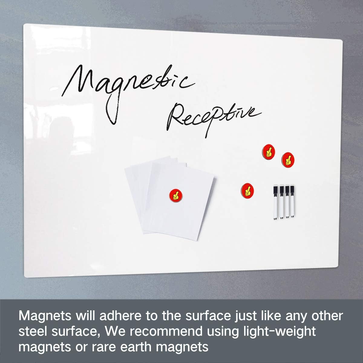 Magnetic Whiteboard Contact Paper for Wall 36 x 24 inches, Magnetic Dry Erase White Board Sticker with Non-Adhesive Backing for Office Home School