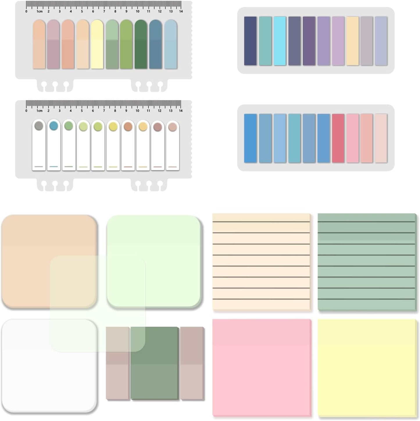 BAYTORY 1300 Sheets Pastel Transparent Sticky Notes, Clear Waterproof 3 x 3 inch See Through Memo Pad, Self-Adhesive Translucent Writable Index Tabs for Annotating Books, Stationary Supplies