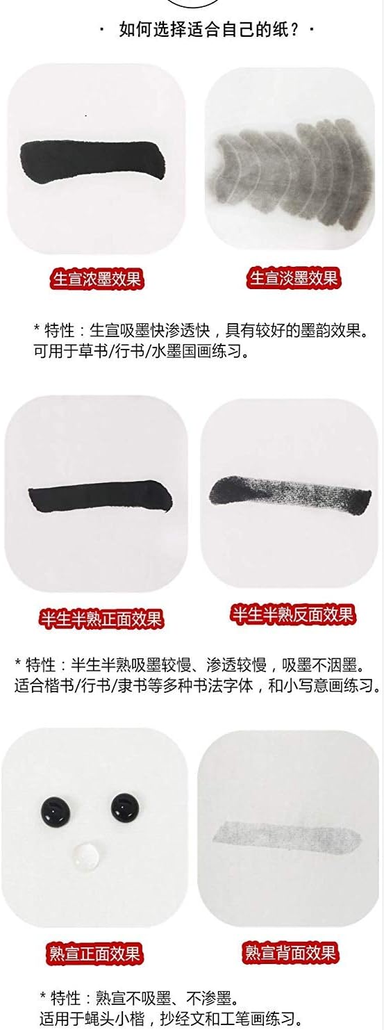 MEGREZ Chinese Japanese Calligraphy Xuan Paper, Rice Paper Sumi Calligraphy Paper for Calligraphy Brush Ink Writing, Painting Without Grids 100 Sheets/Bag,19.6 x 39.3 inch, Sheng (Raw) Xuan