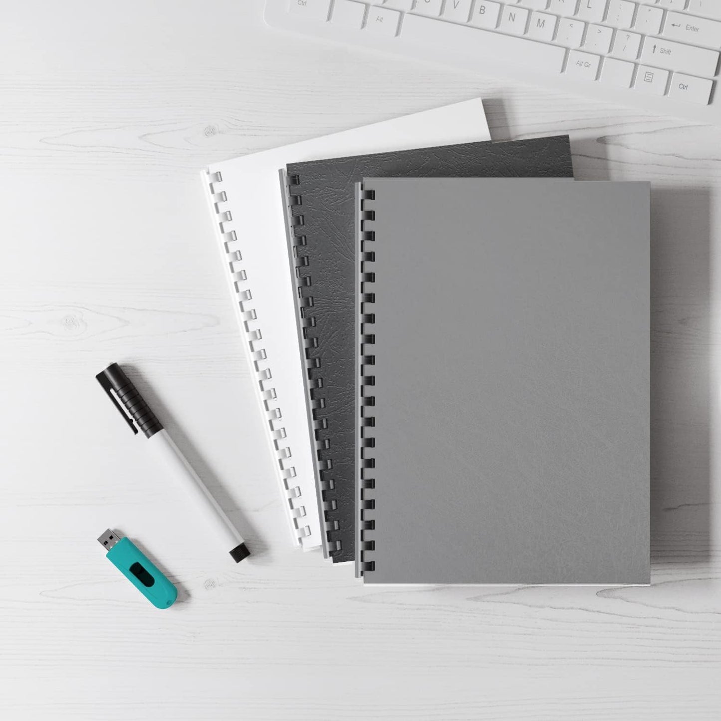 Binditek 50 Pack Plastic Binding Comb Spines, 1-3/8 Inch Diameter, 280 Sheet Capacity, 19 Ring, for Letter Size, Black, for Students and Coworkers