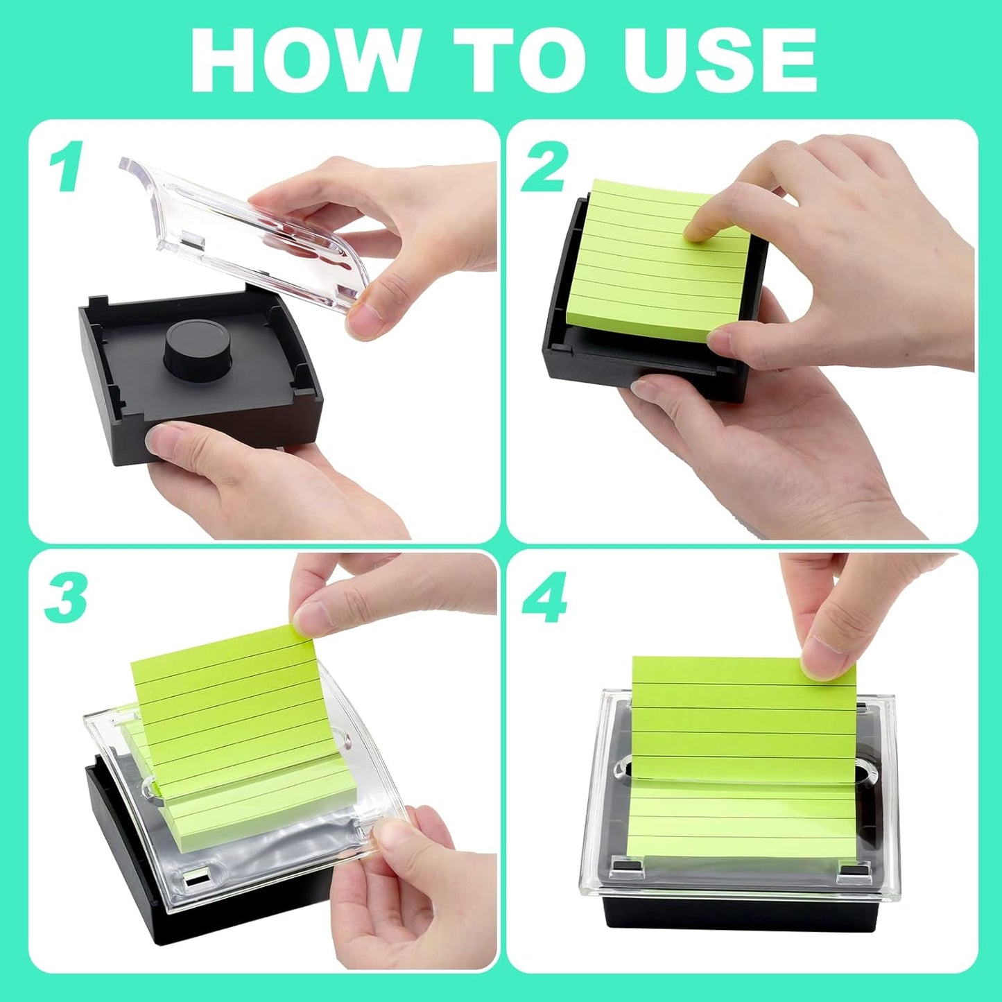 Pop Up Sticky Note Dispenser Sticky Note Holder Pop Up Note Dispenser Transparent Top for 3 x 3 Inch Sticky Notes School Office Home Store Black Base Clear Top (12)