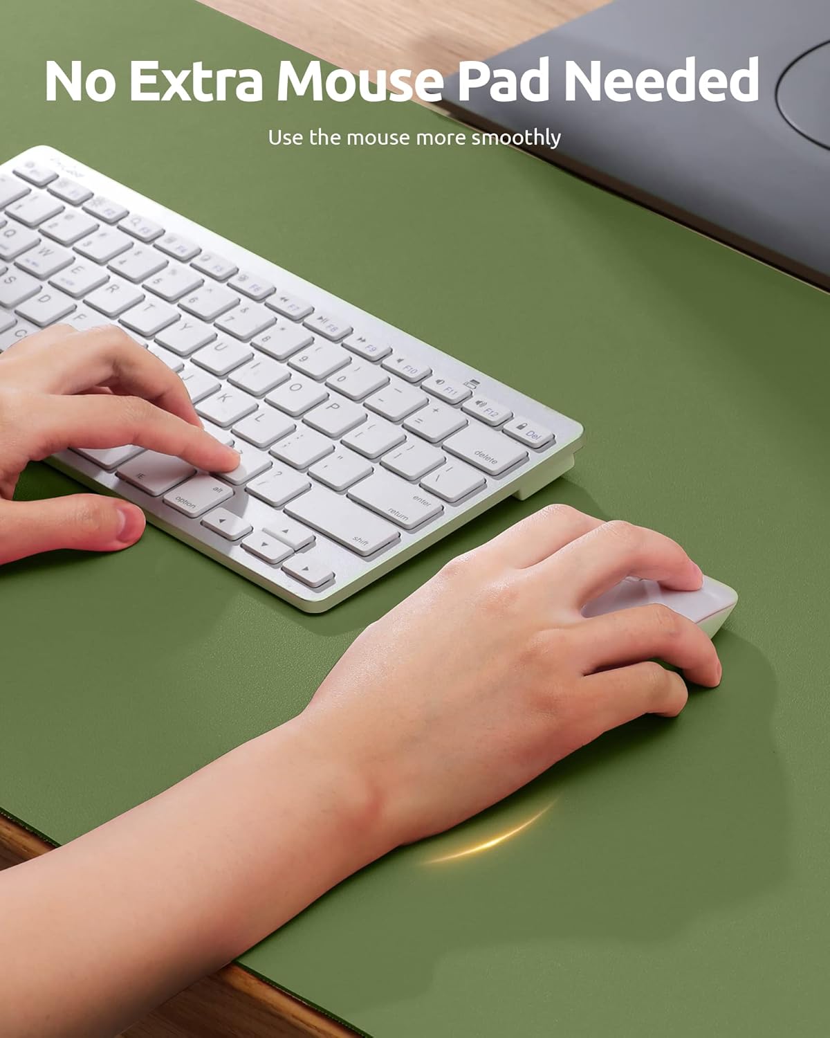 YSAGi Leather Desk Protector, Office Mat, Large Mouse Mat, Non-Slip PU Leather Blotter, Laptop Pad, Waterproof Writing Pad for Office and Home (Green, 35.4" x 17")