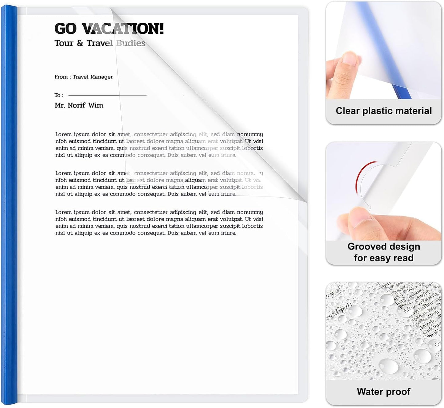 JOERSH 20Pcs Clear Report Covers with Sliding Bar, 40 Sheet Capacity Plastic Binder Paper Protector, Report Folders with Clear Cover for Resume File Documents, 5 Colors