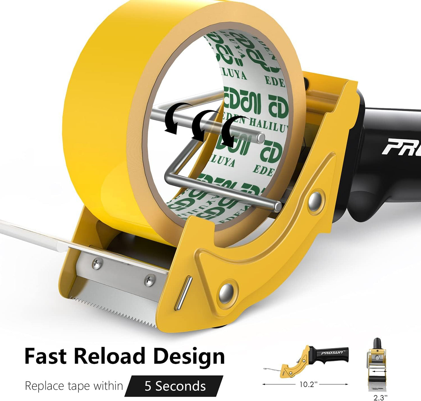 Fast Reload 2 Inch Tape Gun Dispenser Packing Packaging Sealing Cutter TG01 (TG01-YLW)