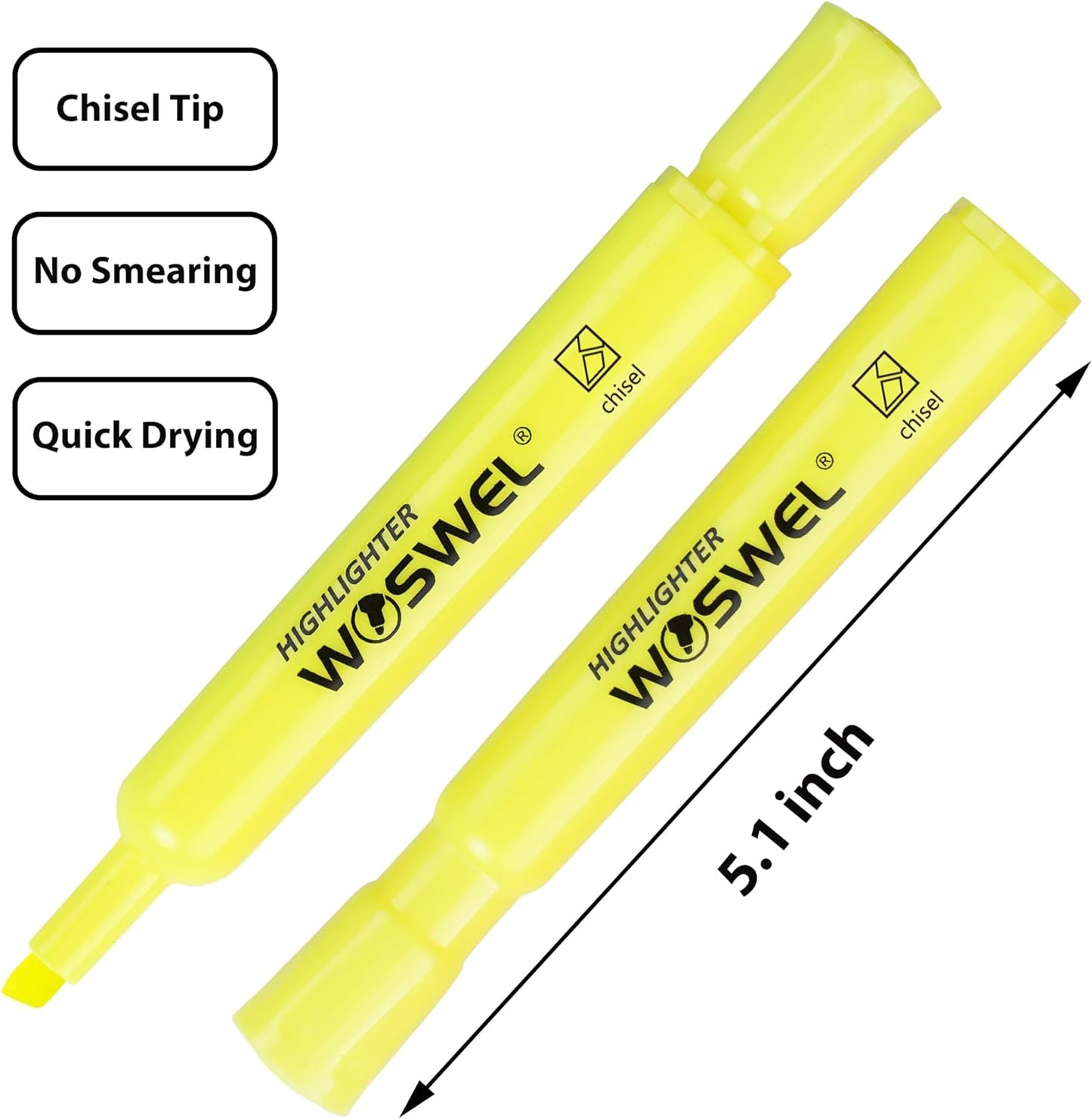 Highlighters Bulk, 72 Pack Tank Style Highlighters Set, Fluorescent Yellow, Chisel Tip Highlighter Markers Bulk for Kid and Adult Coloring, Highlighting as School Supplies