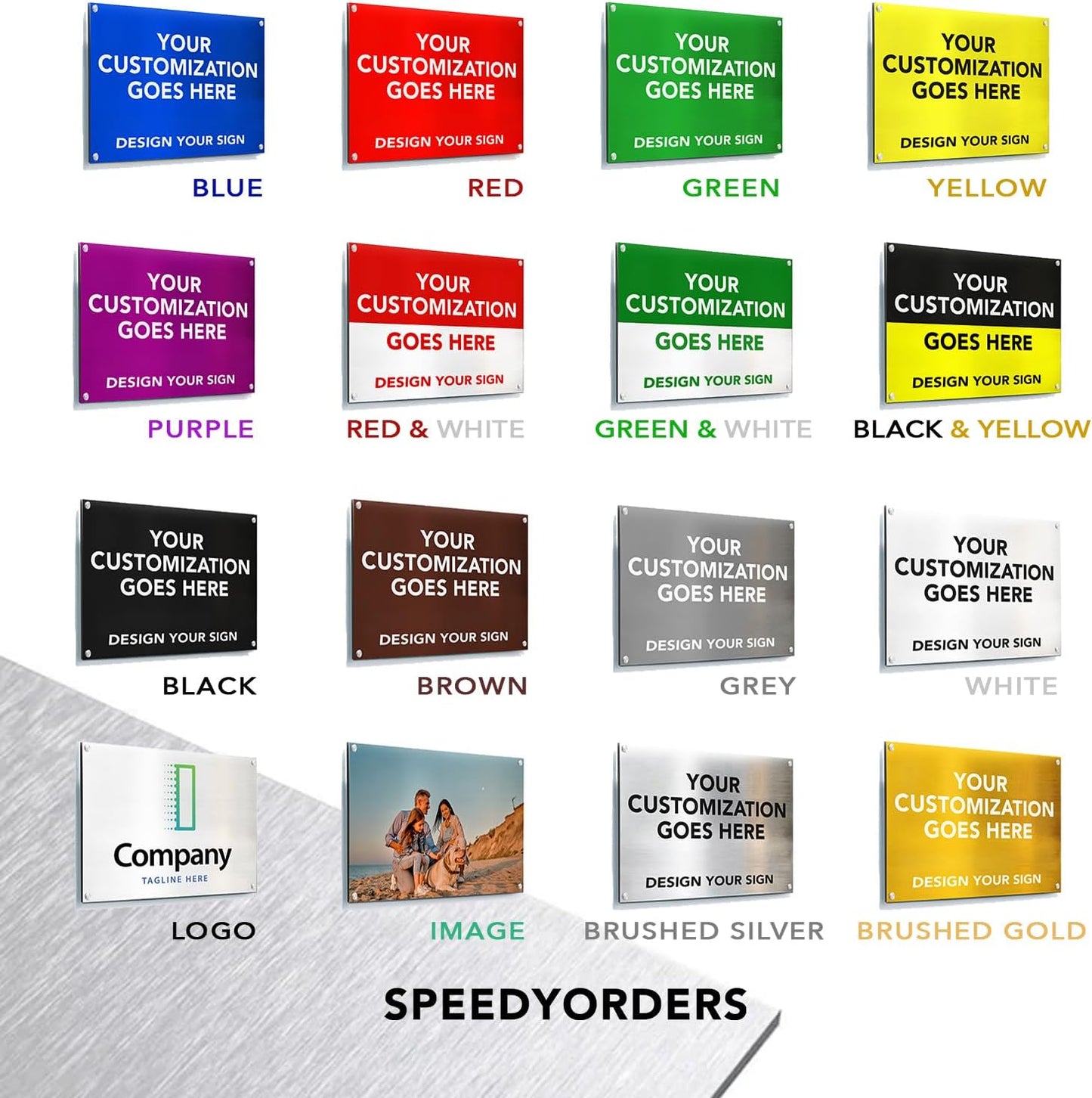 SPEEDYORDERS Custom Outdoor Metal Signs, Personalized Aluminum Signs, Customized Safety Signs, Metal Business Signs, Waterproof Outdoor Business Signs, White Aluminum (Red Background, 20x20 In)