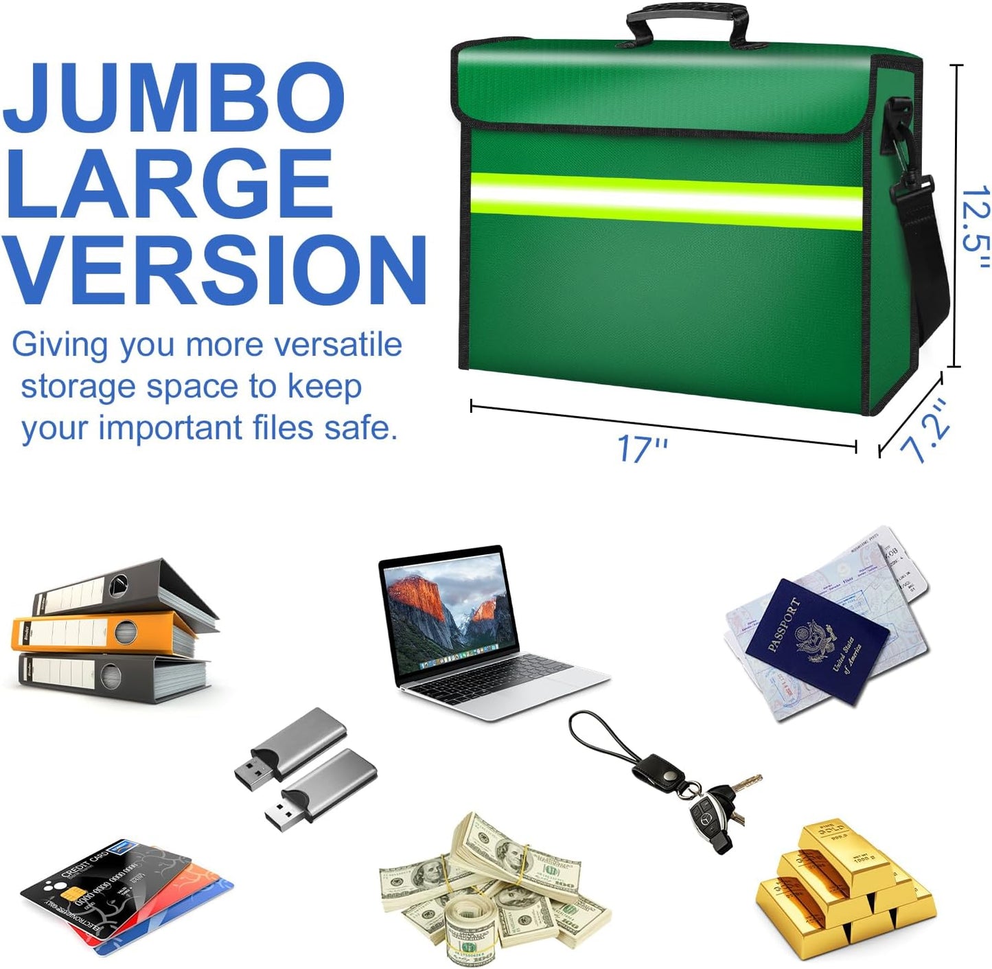 6500°F Large Fireproof Document Organizer with Lock,10 Layers Heat Insulated＆Waterproof Zipper,Removable Folder Layers/Wallet,Portable Home Travel Safe Storage for Important Documents,Files and More