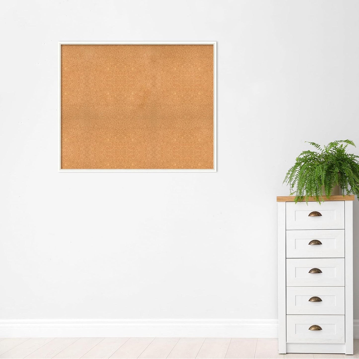 Amanti Art Natural Cork Board for Wall, 37x45 Vision Board with White Frame, Oversize Corkboard Office Decor for Home Organization, Modern Corkboard Pinboard to Display Items for Home Organization in