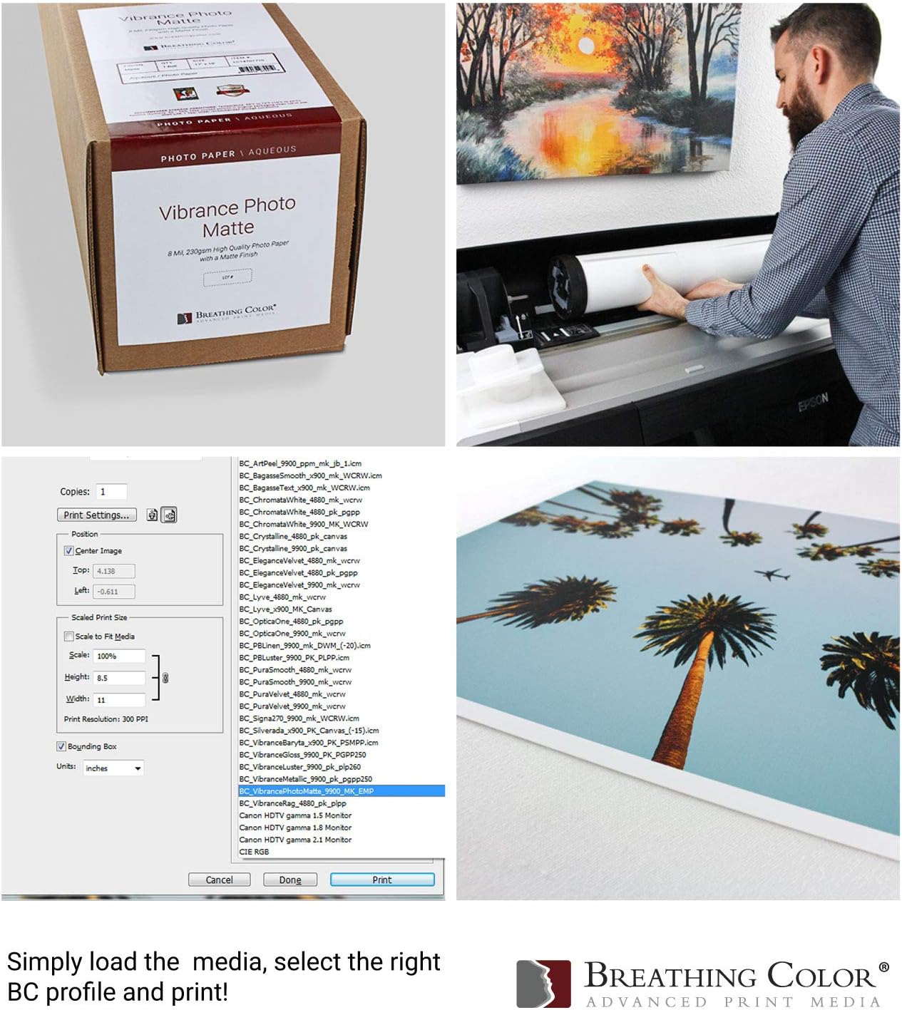 Vibrance Matte Photo Printer Paper 12 mil 230 gsm Matte Finish Premium Photo Paper Roll on 3in Core 24 inches x 100 ft Works with Most Inkjet Printer Professional Makes and Models Like Epson Canon HP
