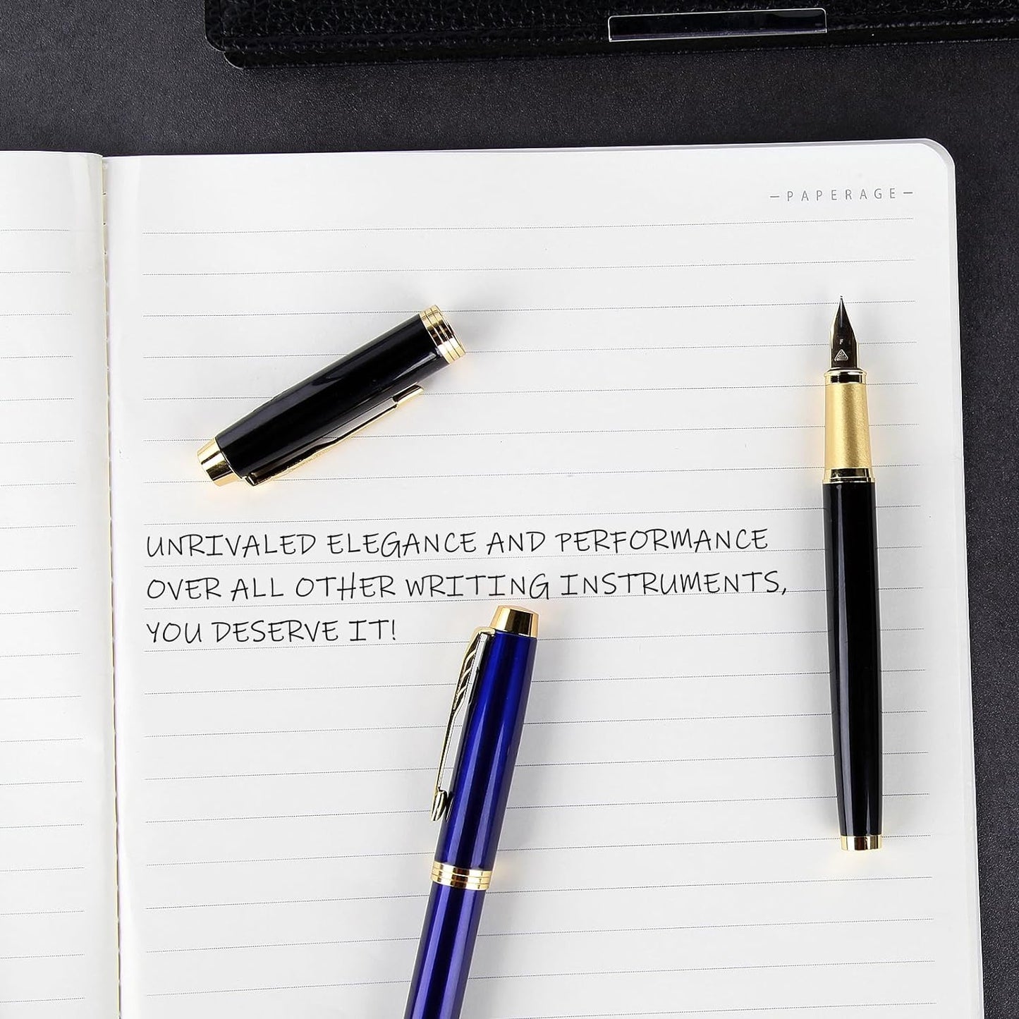 Fountain Pen, luxury pens Fine point smooth writing for journaling fancy pen with Gift Case 8 black ink cartridges an EF nib an ink converte nice pens writer gifts-Matte Black