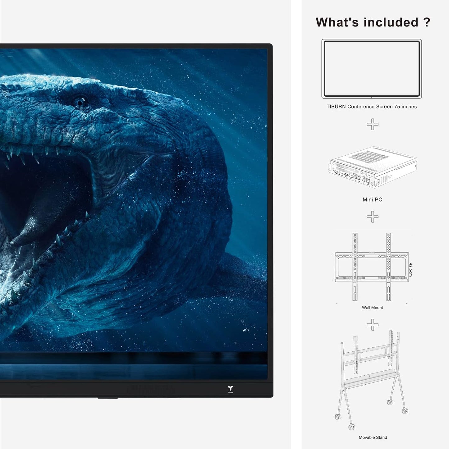 TIBURN HQ Board 75" R2 MAX，Smart Board 4K UHD Touch Screen All-in-One Computer for Office and Classroom with Windows 11 Pro & Open App Ecosystem