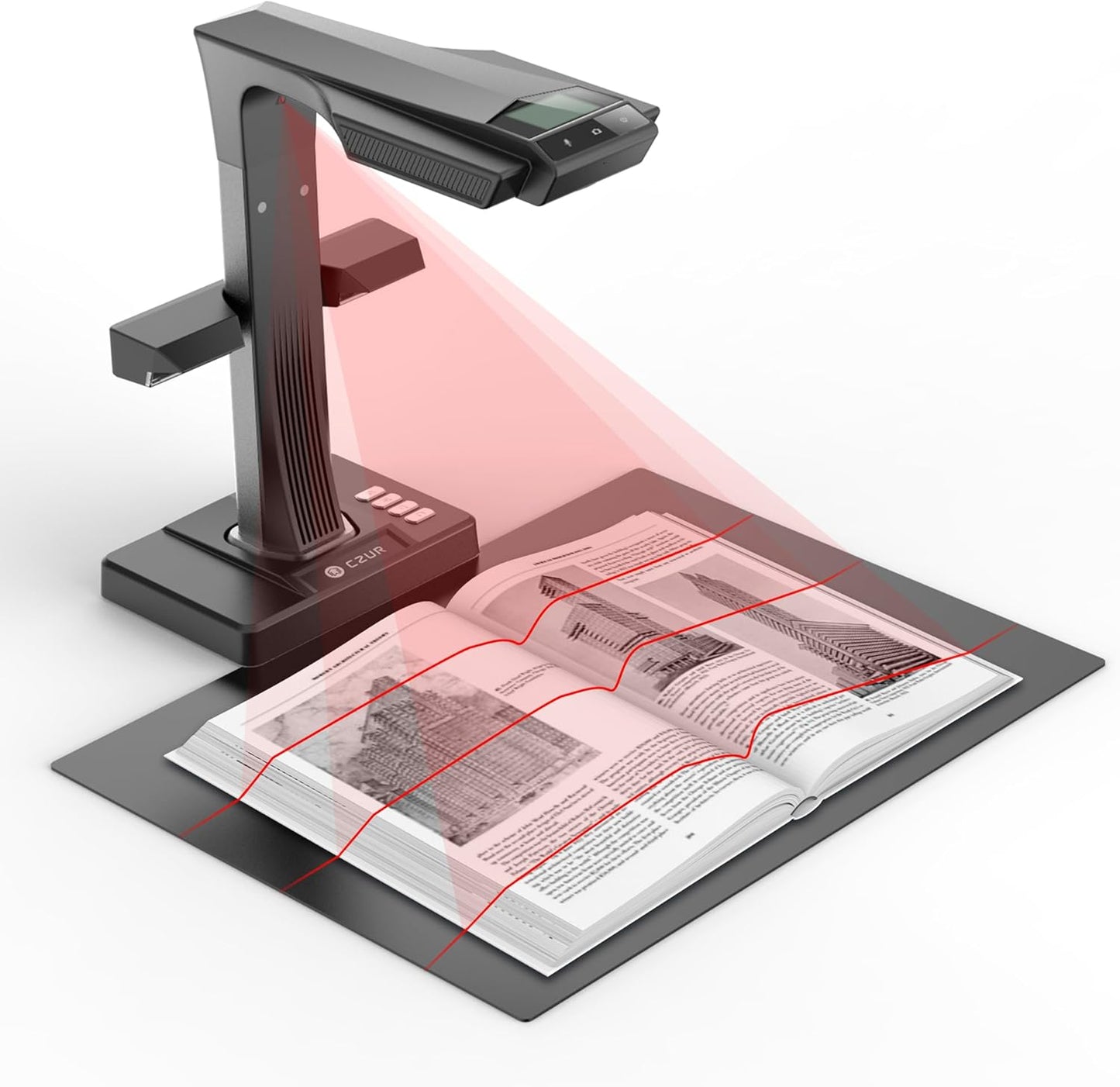 CZUR ET24 Pro Professional Book Scanner, 24MP Document Camera, 3rd Gen Auto-Flatten & Deskew Tech, A3 Document Scanner, 180+ Languages OCR, Support HDMI, for Windows/MacOS/Linux