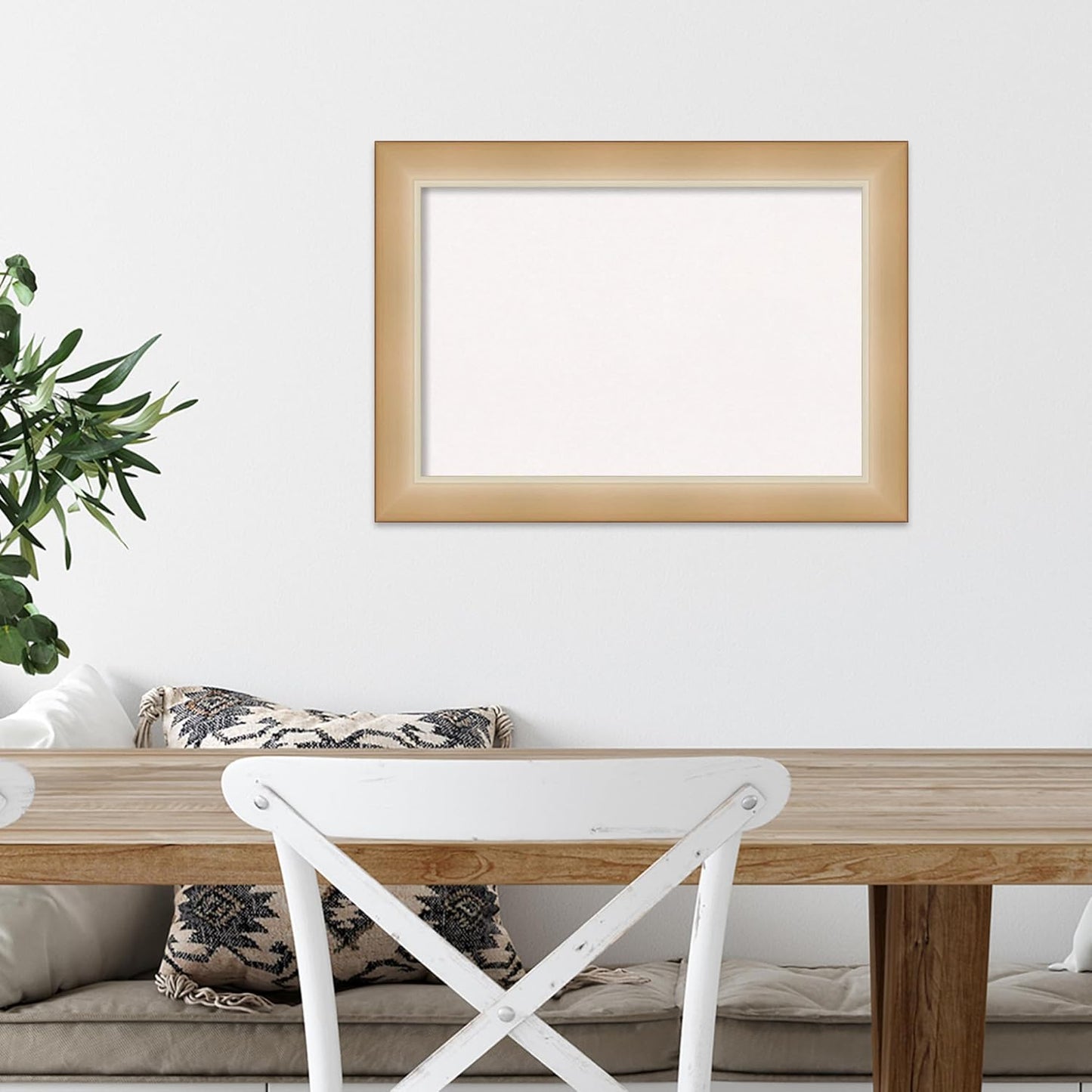 Amanti Art White Cork Board for Wall, 15x21 Vision Board with Gold Frame, Small Corkboard Office Decor for Home Organization, Modern Corkboard Pinboard to Display Items for Home Organization in