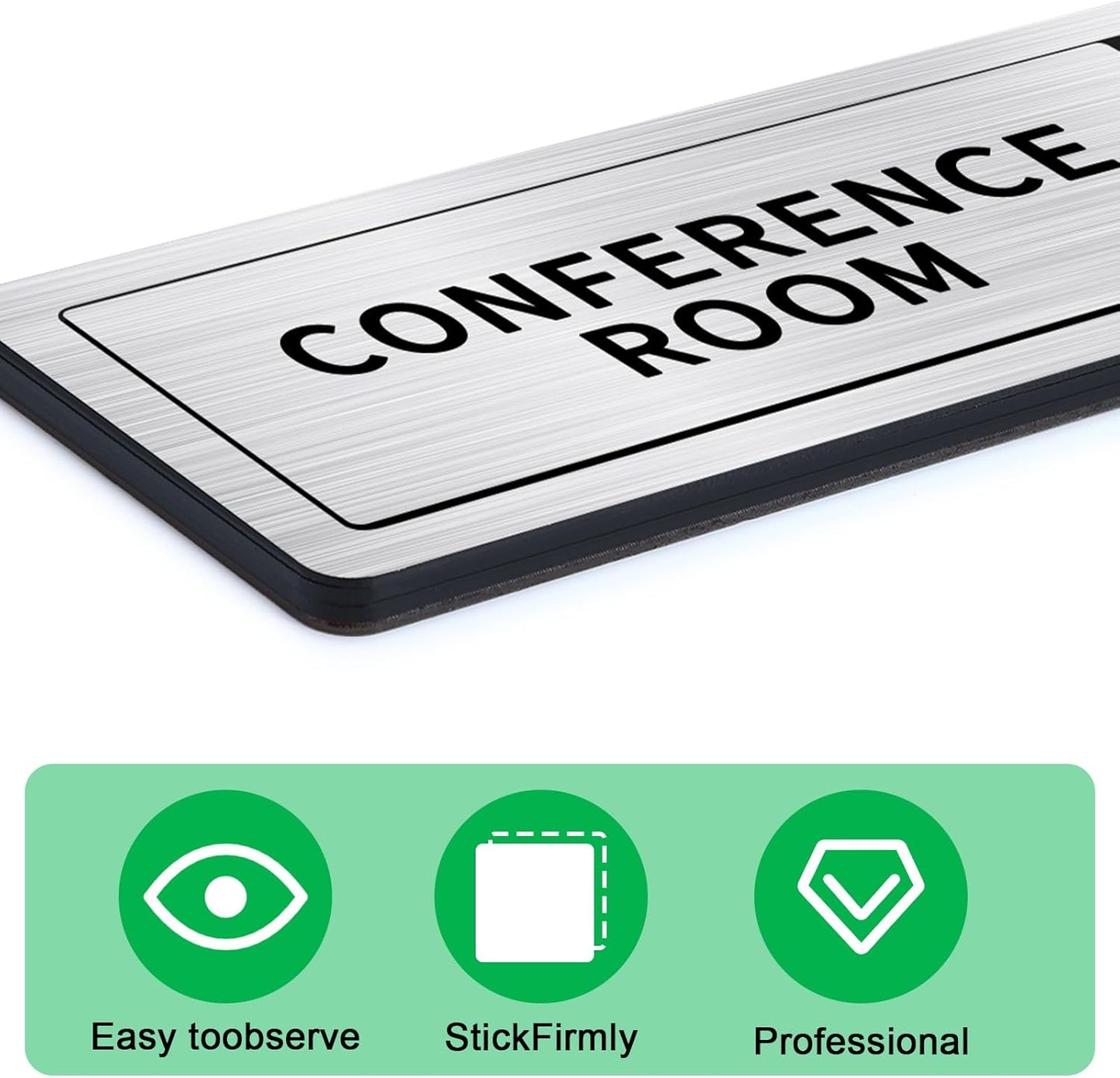 3 Pack Conference Room Sign with Slider 8"x2.6" Meeting in Progress Sign in Use Available Brushed Silver Do Not Disturb Indicators for Conference Room Office Door Recording Studio Decor