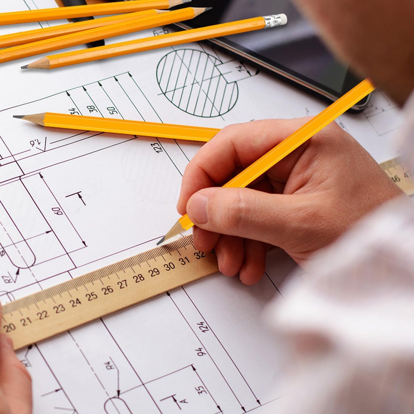 Pencils Pre-Sharpened #2 Pencil with Erasers, Yellow,7.5in 300 Pack