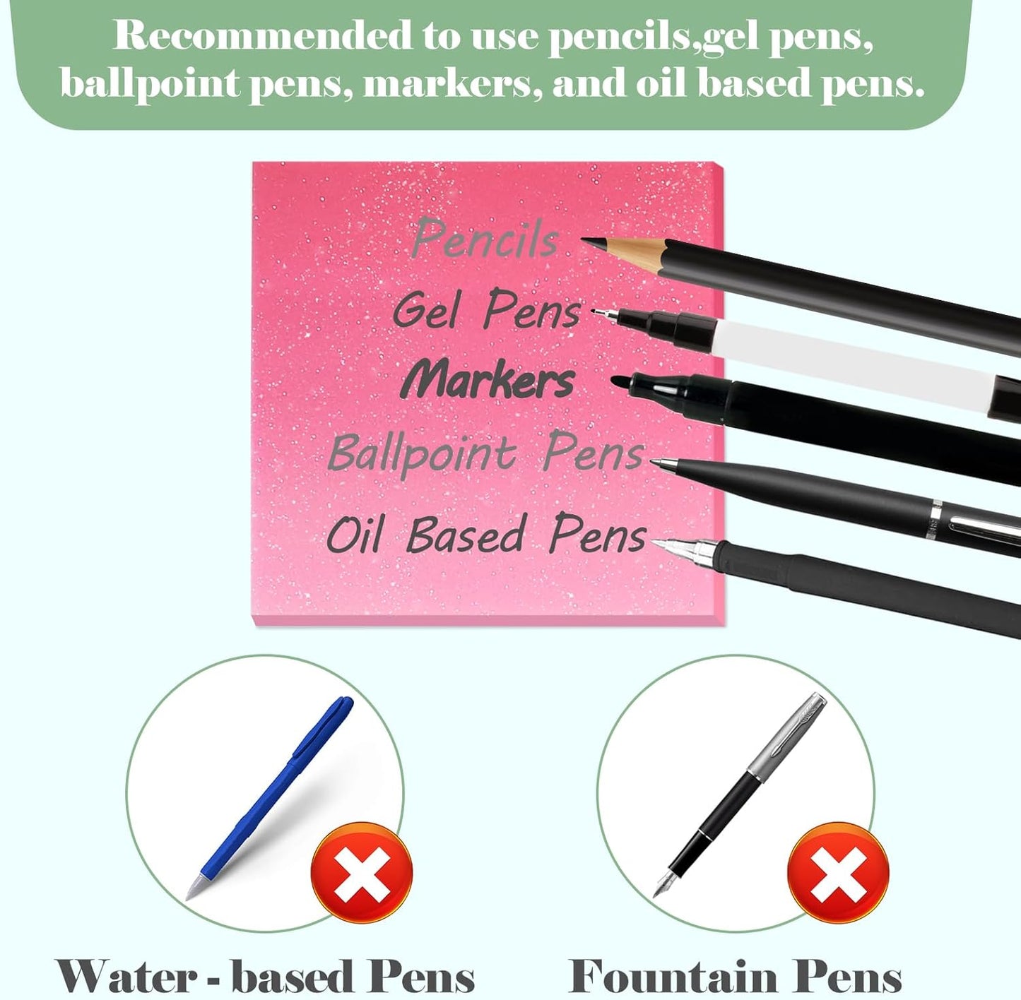 BAYTORY 500 Sheets Transparent Sticky Notes, 3 x 3 Glitter Clear Memo Pads, Translucent Self-Stick Index Tabs, See Through Self-Adhesive Note for Bible Accessories (Multicolor Gradient)