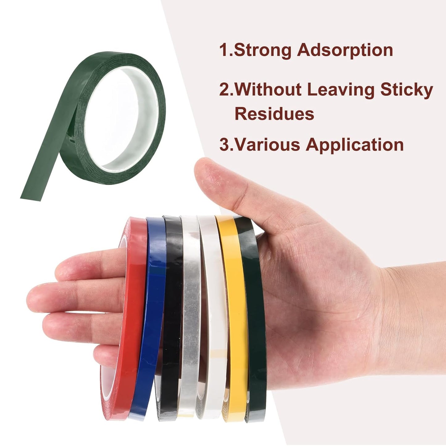 MECCANIXITY 6 Rolls Whiteboard Tape Graphic Chart Tape 20mm 54.7 Yard Art Tape Thin Self-Adhesive Pinstripe Tape Masking Tape for Gift Wrapping Craft Supplies, Green