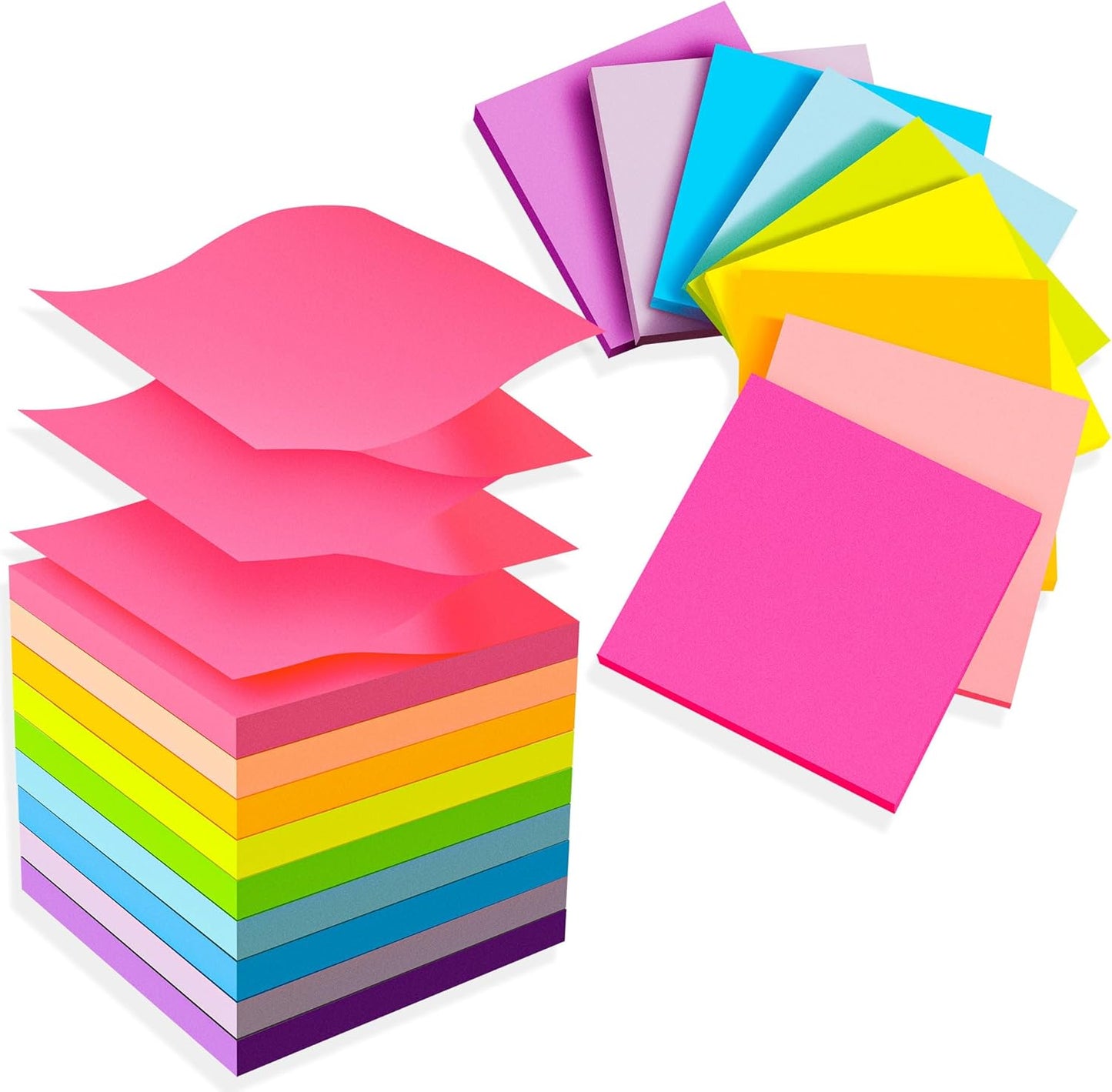 (18 Pads) Pop Up Sticky Notes 3x3 Refills, Strong Adhesive Memo Pad Bulk with 9 Bright Colors, Suitable for Home, Office, School, Clean Removal