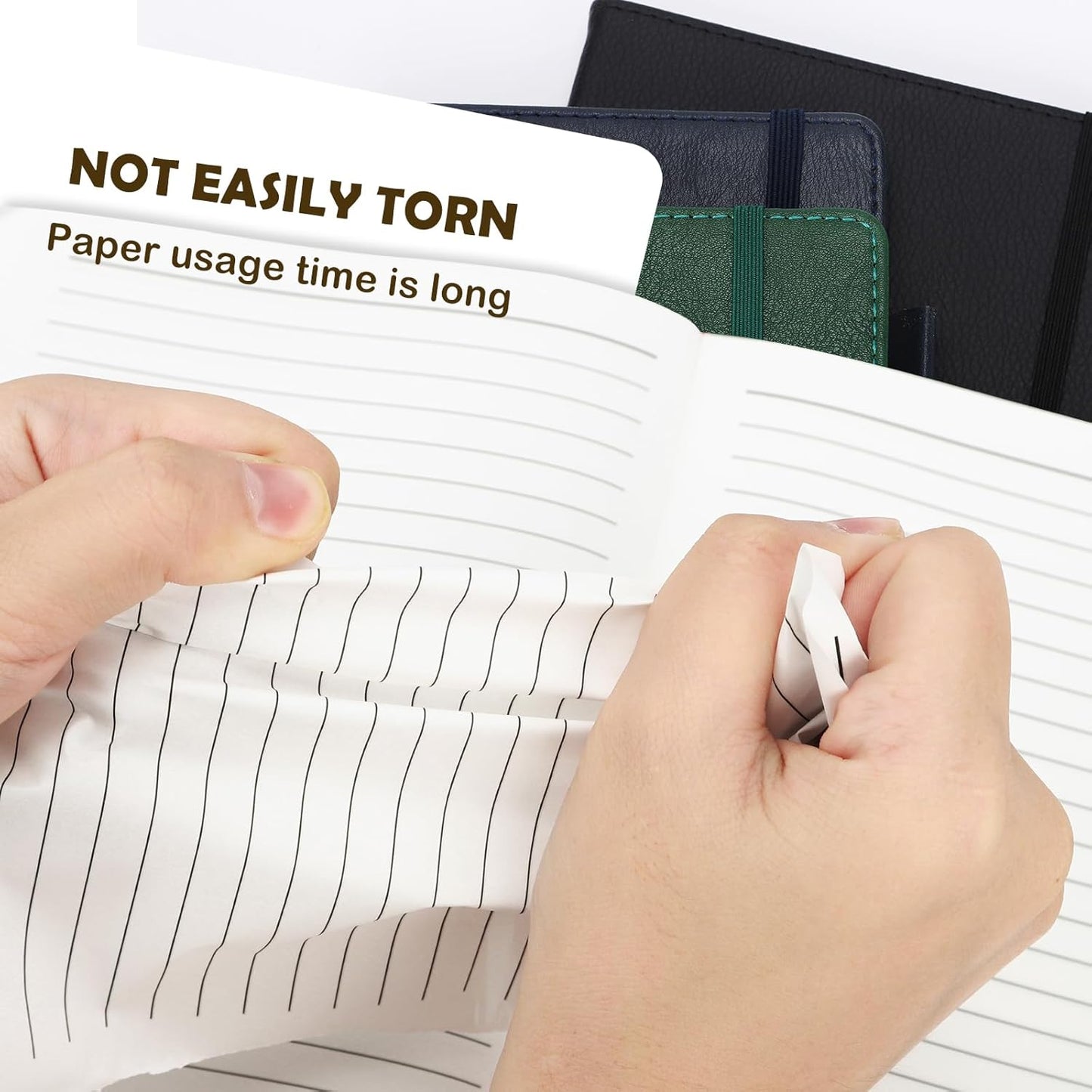 Stone Paper Notebook for Women Men, A5 Waterproof Notebook Hardcover Executive Journal, Ruled Notebooks for Writing, Business, Work ＆ School, 160 Pages Notebook with Box (A5 Green)