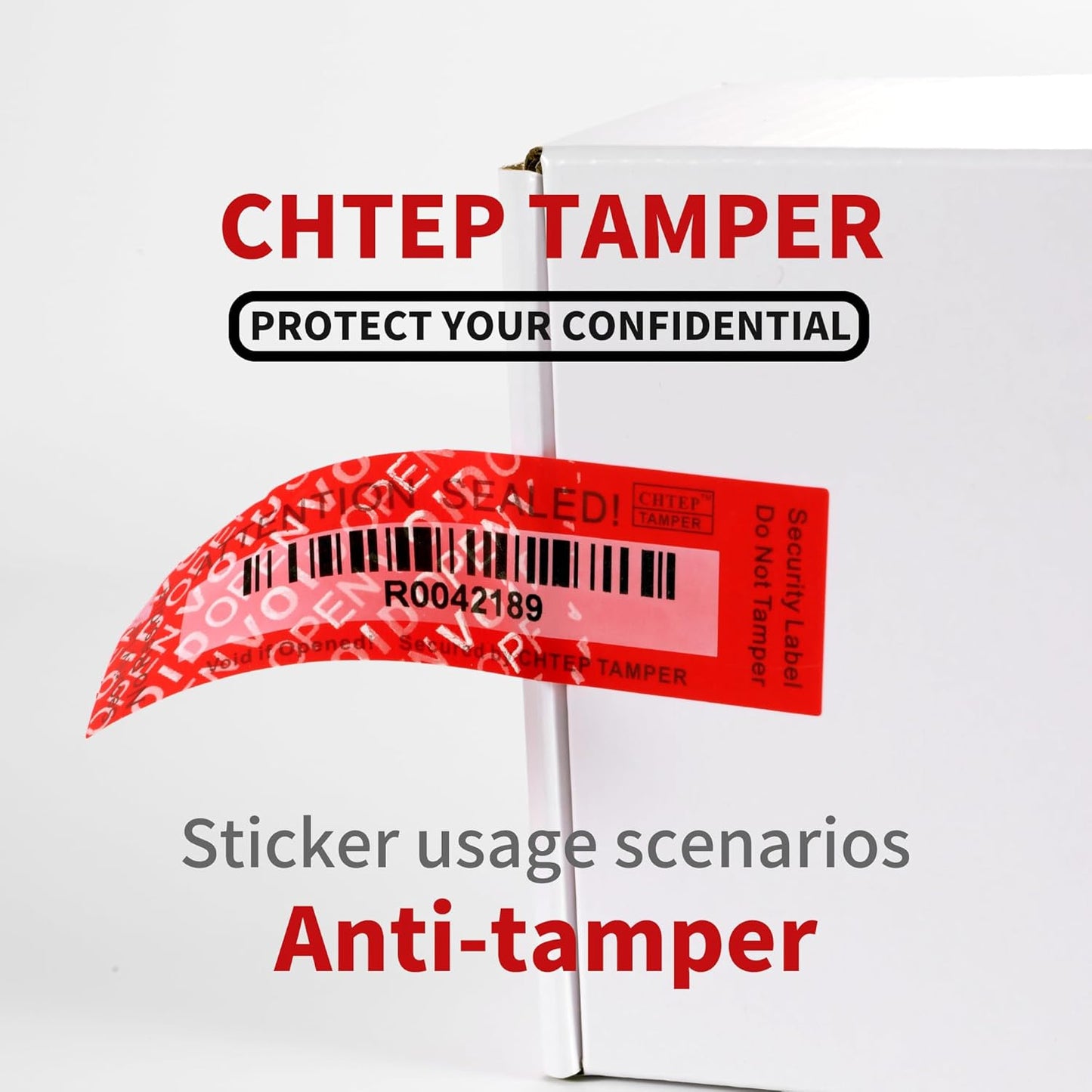 ChtepTamper 100 Pieces No Transfer Tamper-Evident Stickers Security Labels Great for Goods Shipping,Exchange of Agency Files, Privacy Protection or More(Serial Number 1 * 3.54inches Red)