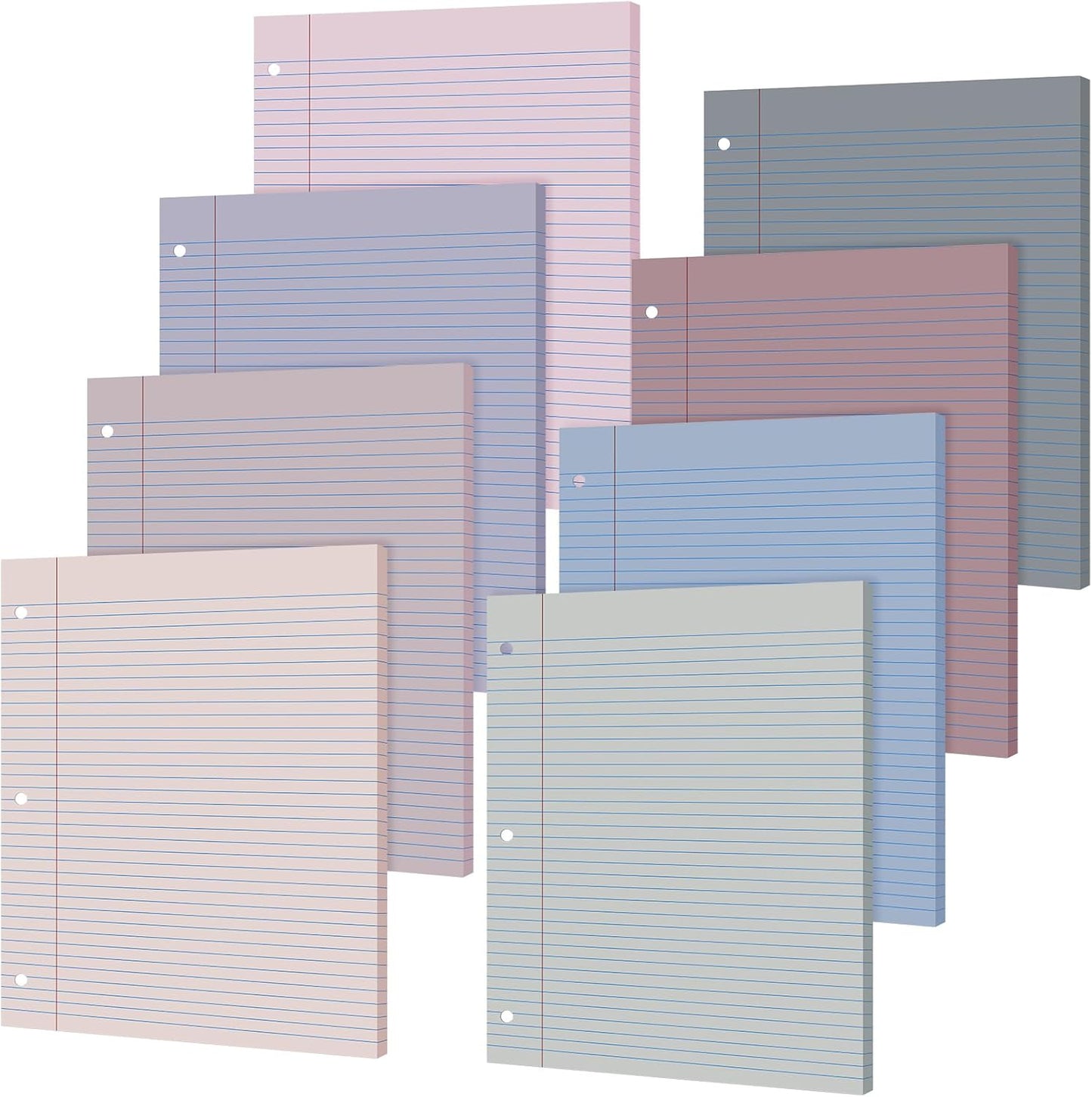 PerKoop 400 Sheets Colored Loose Leaf Paper 8.5" x 11" college ruled Lined 3 Hole Punched notebook Filler Paper for 3 Ring Binders Office School Supplies (Sweet Color)