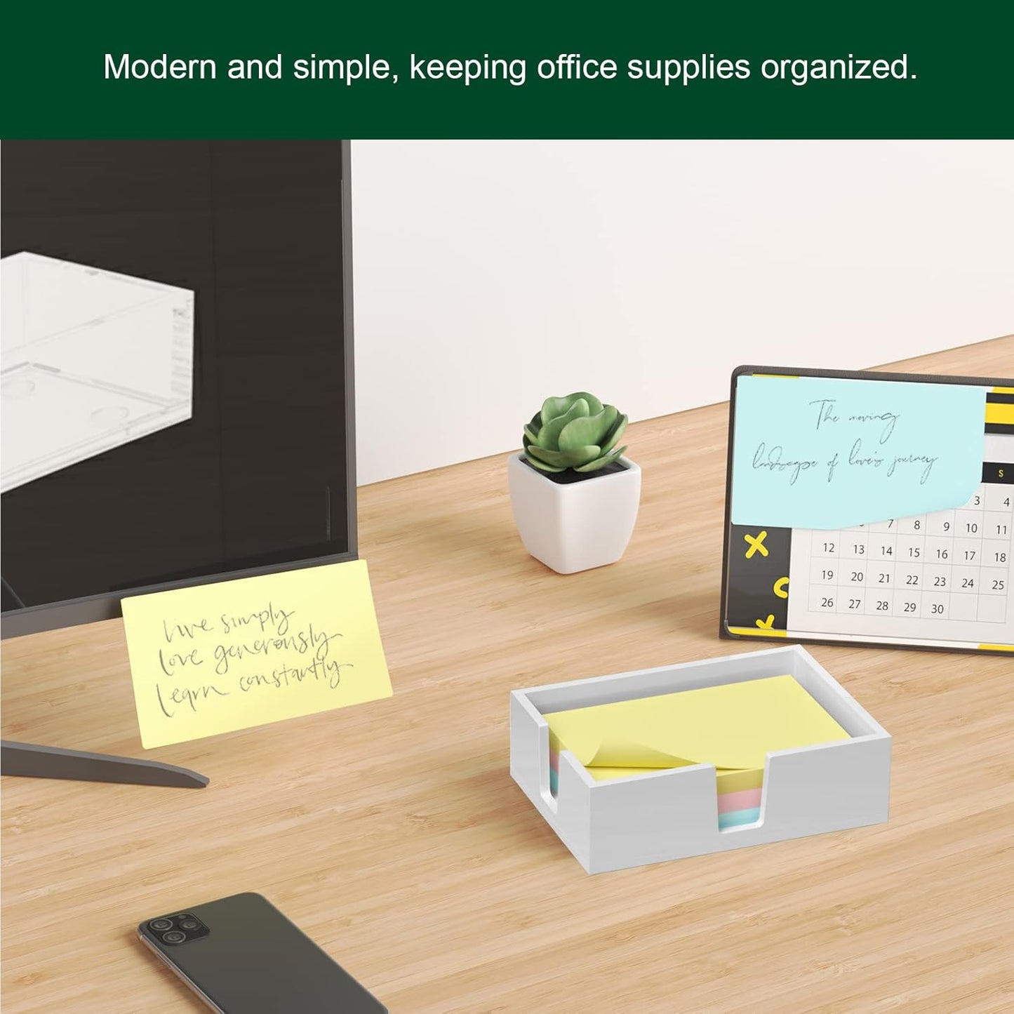 Acrylic Sticky Note Holder, Self-Stick Note Pad Holder W/O Pads - Note Dispenser Memo Pad Holder Desk Organizer for School Office Home (4''x6'' White)