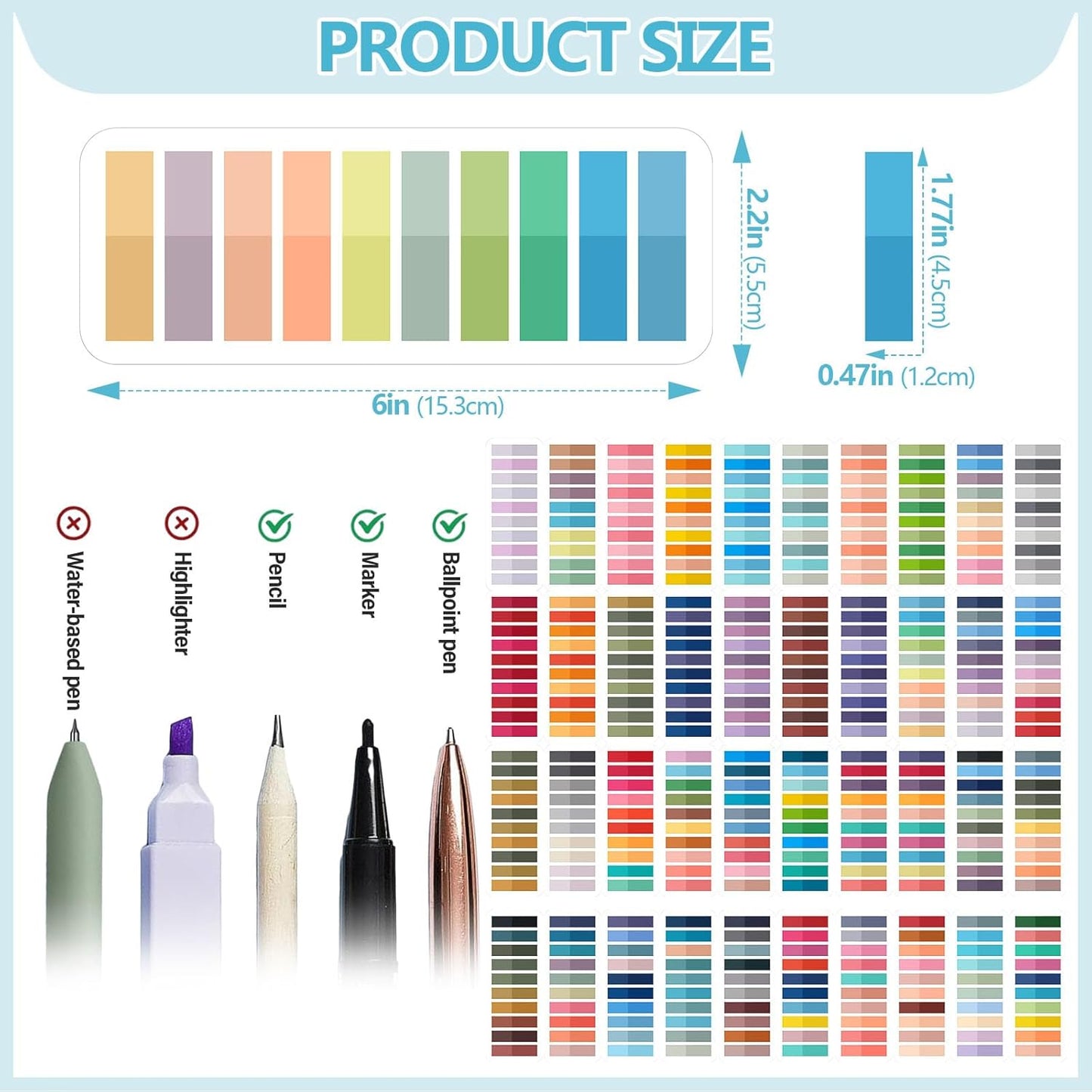 ReliThick 8000 Pcs Annotation tabs Sticky Tabs for Books Transparent Sticky Notes Multi Colored Writable Page Markers Book Flags Strip for Annotating Reading Supplies Bookish Gift (Light Colors)