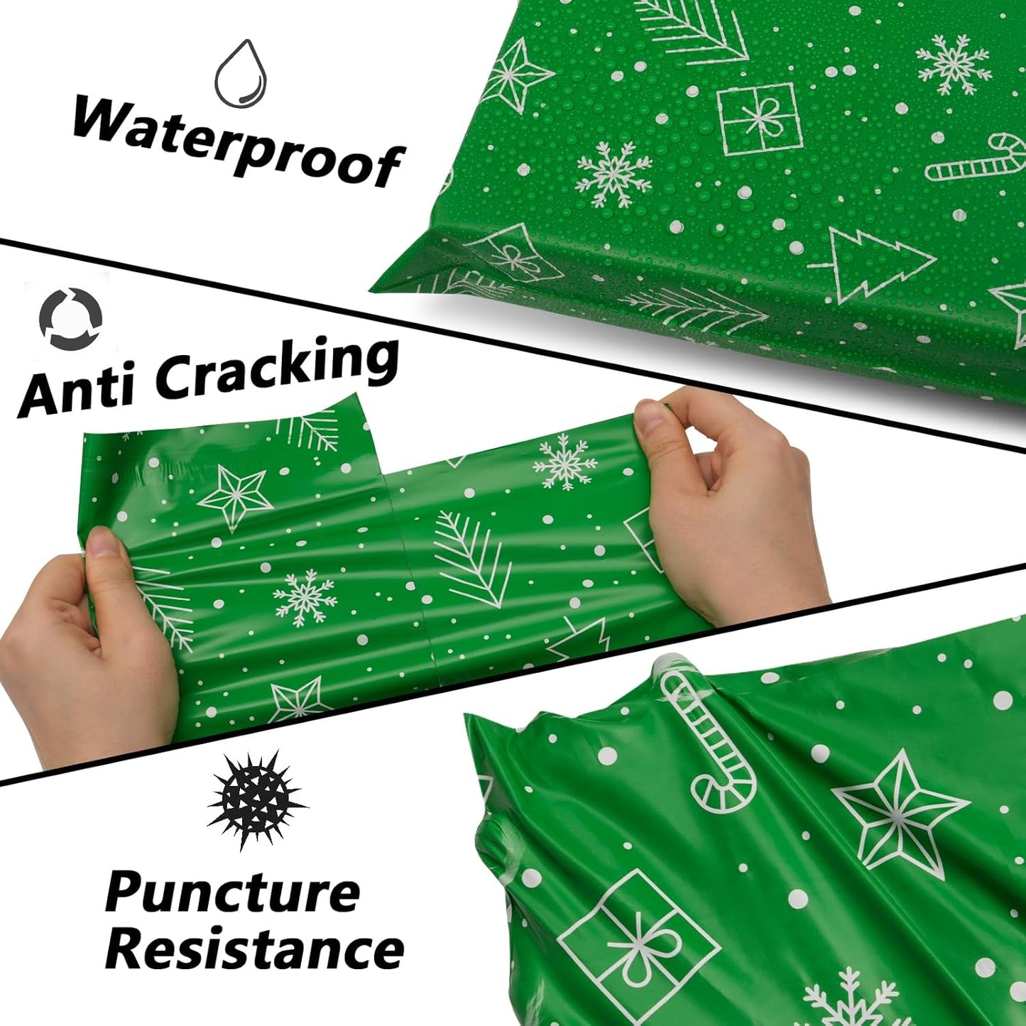 Poly Mailers 14.5x19 Inch 50 Pcs - Christmas printed Shipping Bags, 2.4mil Thickness, Waterproof and Tear Resistant Mailing Envelopes, Self-Sealing Packaging Bags for Small Business