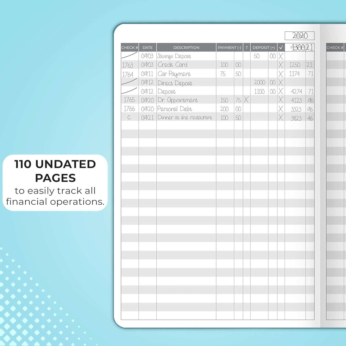 Clever Fox Check Register Book - Deluxe Transaction Register, Accounting Ledger Book, Checkbook Register & Checking Account Register Book for Personal and Work Use, A5 Hardcover - Dark Teal