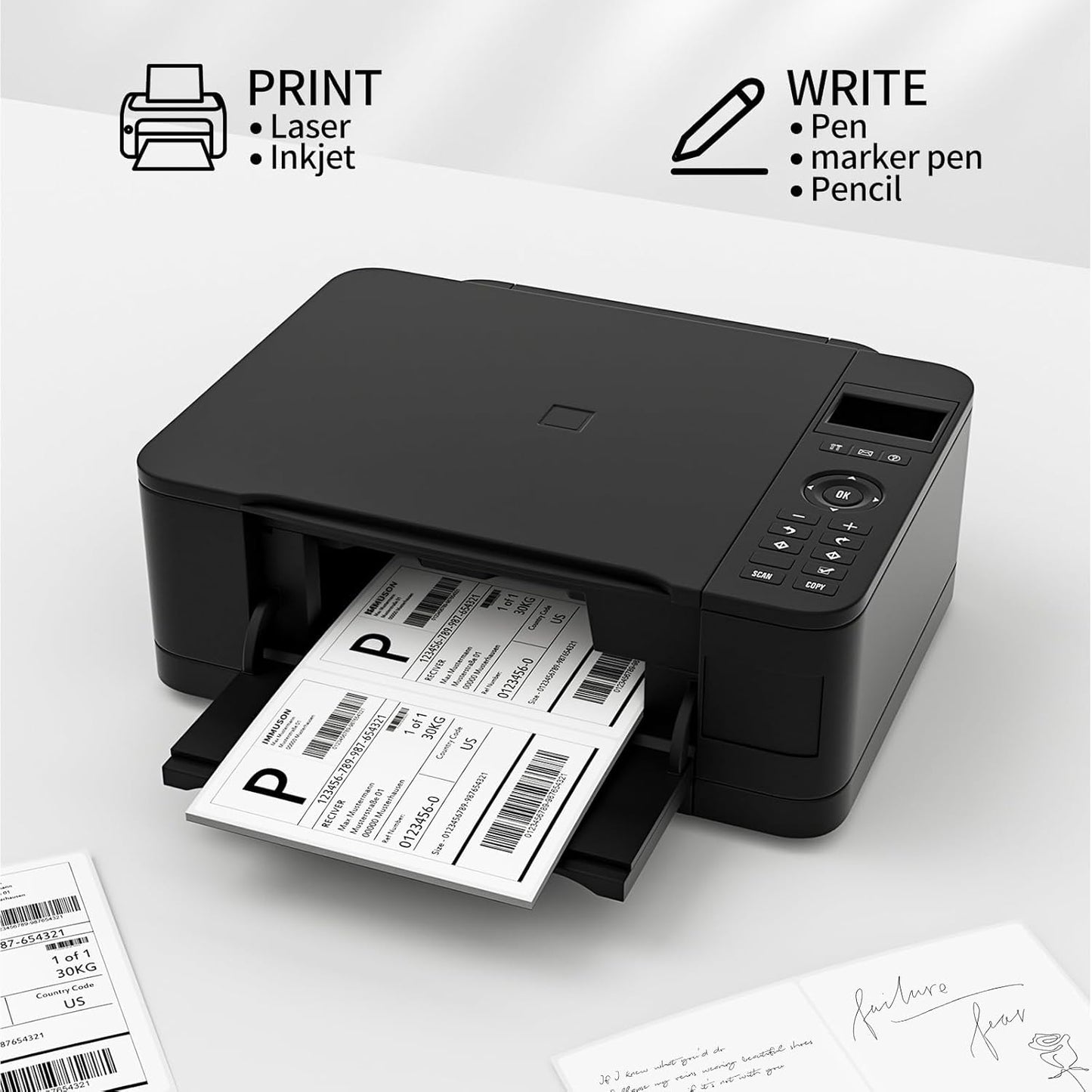 Coopaty Half Sheet Shipping Labels for Laser and Inkjet Printers 8.5 x 5.5 Mailing Address Labels, Permanent Adhesive (1000 Sheets, 2000 Labels)