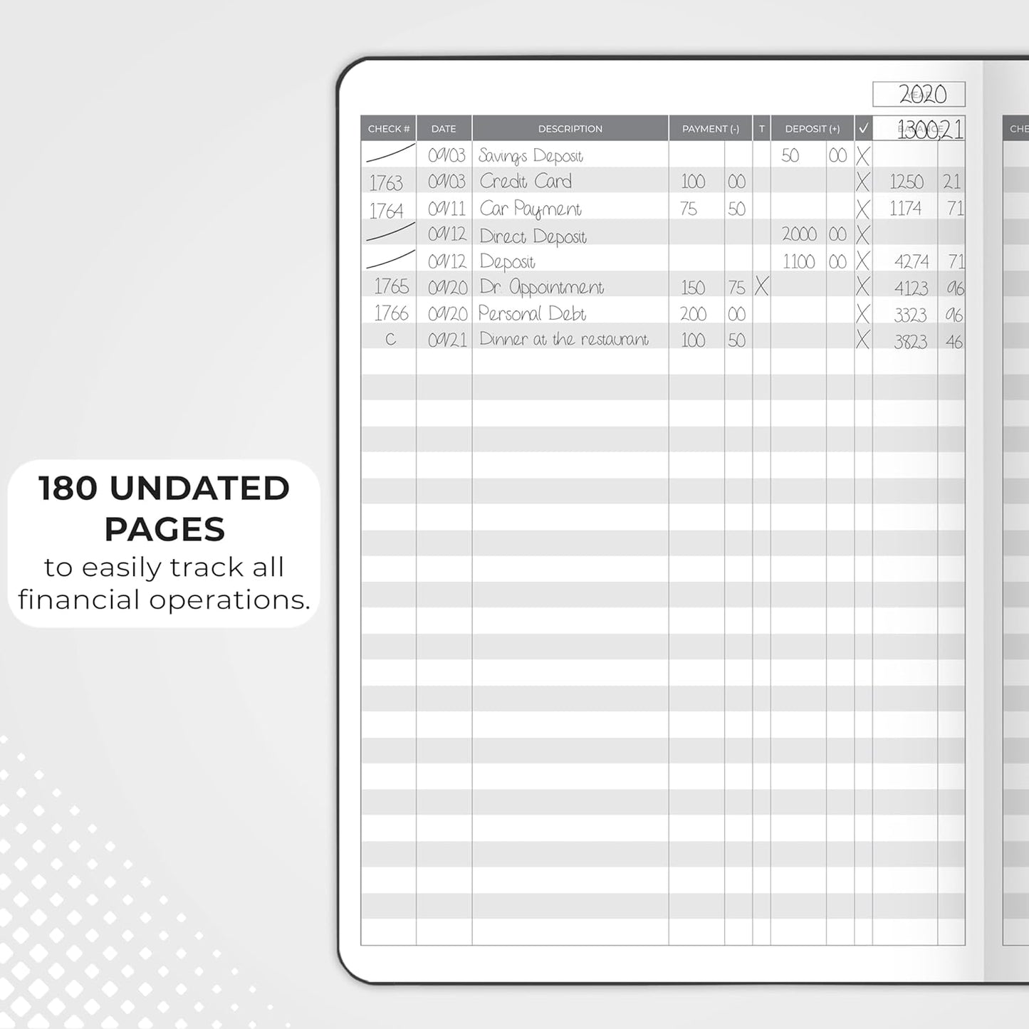 Clever Fox Check Register Book - Deluxe Transaction Register, Accounting Ledger Book, Checkbook Register & Checking Account Register Book for Personal and Work Use, Large Size, 7x10” - Black