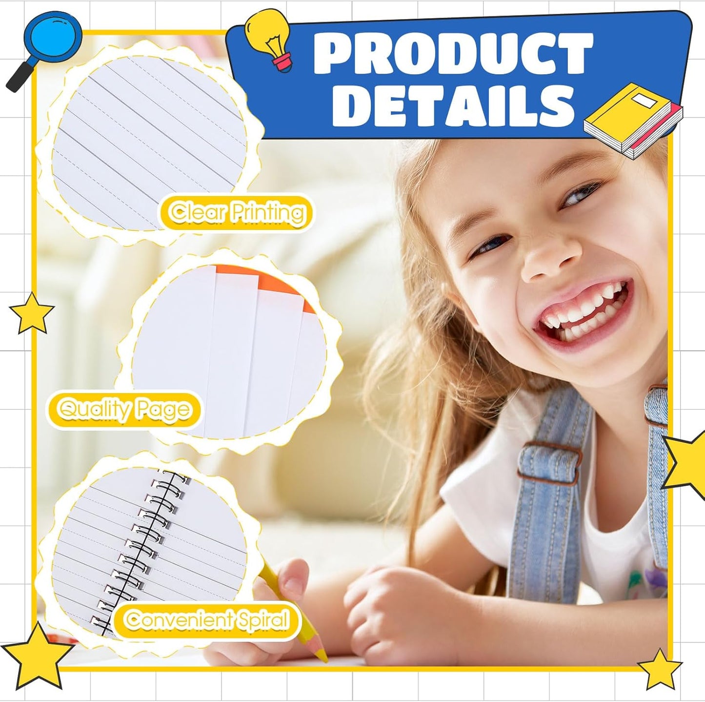 Henoyso 10 Pcs 100/50 Sheets Primary Composition Notebook K-2 Bulk Spiral Primary Journal Drawing Handwriting Practice for Kids Kindergarten 1st 2nd Back to School Supplies (Bright Color,50 Sheets)