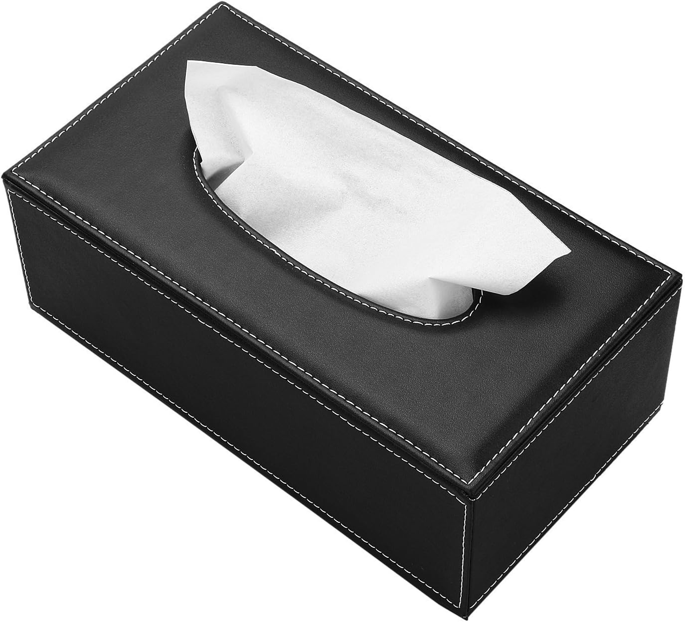 KINGFOM 3PCS/SET Desk Organizer Sets Leatherette Office Accessories Supplies Including Tissue Holder,Pencil Holder and Business Name Cards Stand Black